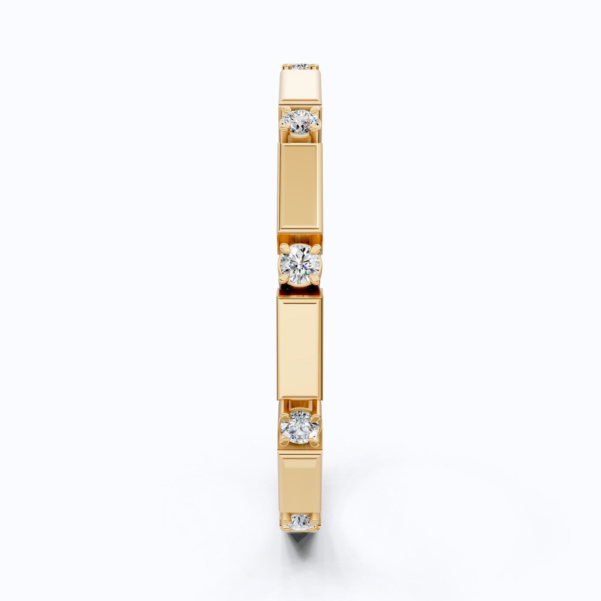 Geometric Eternity Wedding Band in 14k Solid Gold, 0.13 TCW Round Cut Diamonds, Stackable Wedding Ring Gift for Women, Simple Band - Shoora Designs