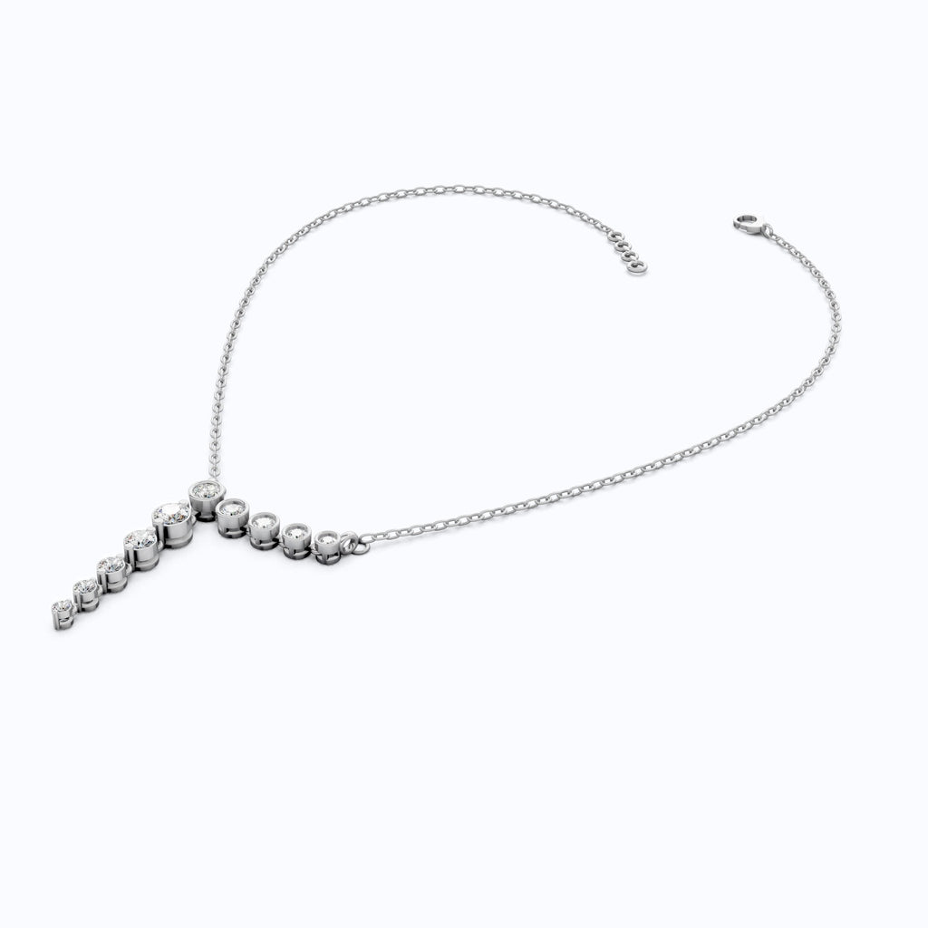 Graduated Bezel Vertical Pendant in 14K Solid Gold, 1.29 TCW Round Cut Lab Created Diamonds, Wedding Gift for Her, Anniversary Jewelry - Shoora Designs