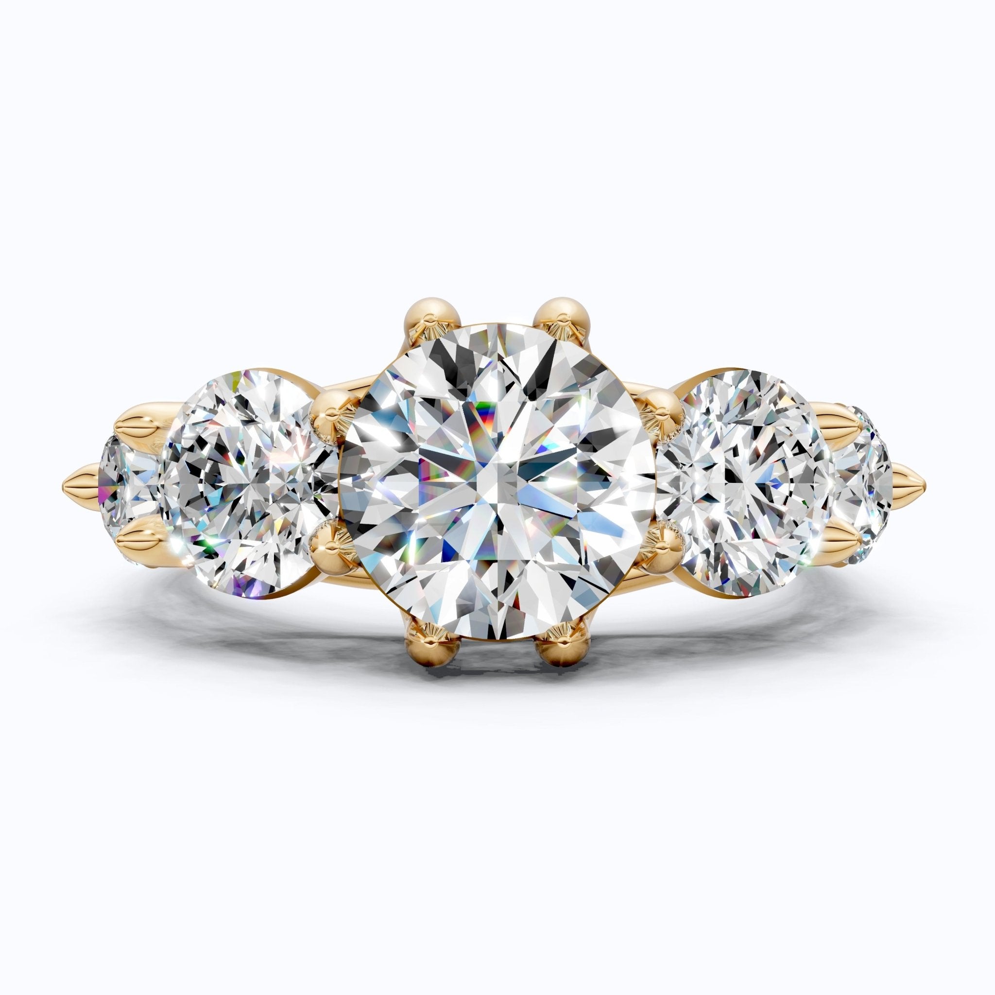 Graduated Five Stone Round Trellis Engagement Ring in 14k Solid Gold, 4.40 TCW Round Cut Lab Grown Diamonds, Handmade Wedding Gift For Women - Shoora Designs