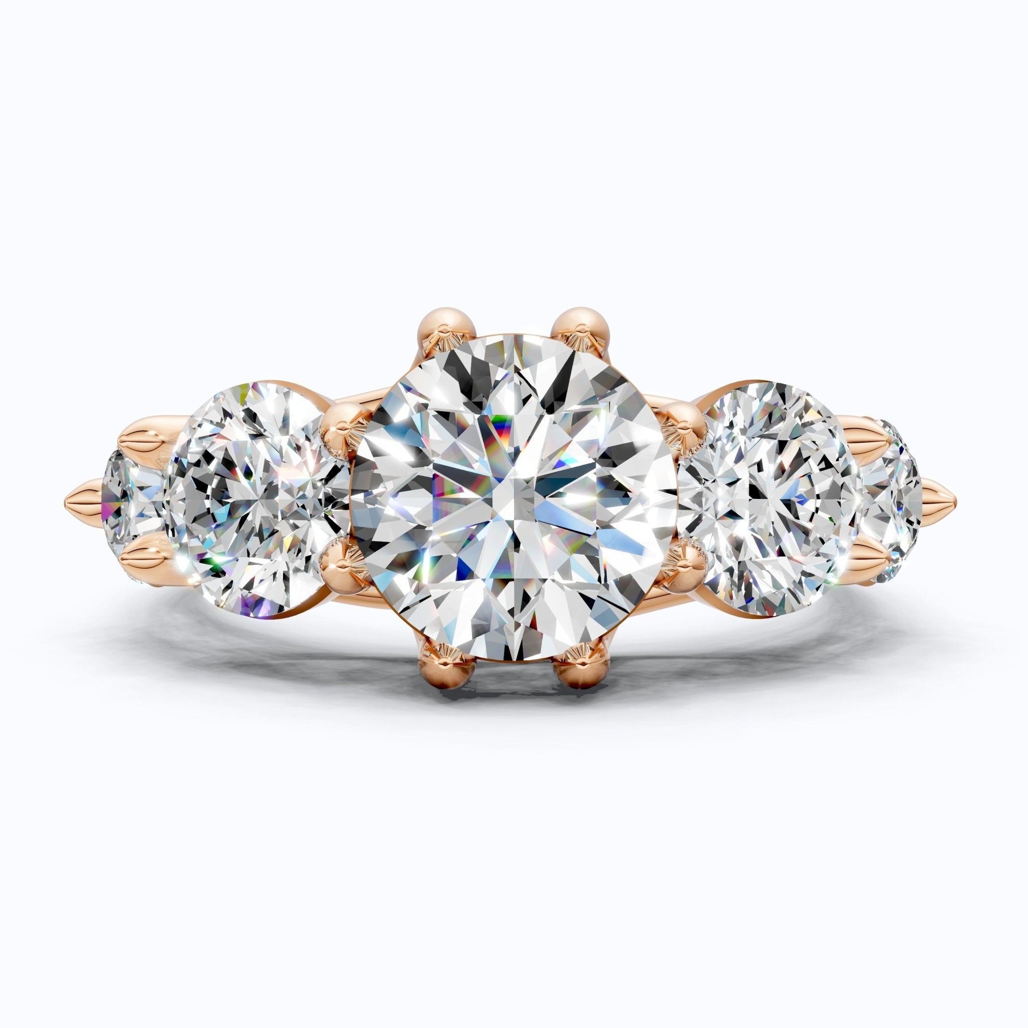 Graduated Five Stone Round Trellis Engagement Ring in 14k Solid Gold, 4.40 TCW Round Cut Lab Grown Diamonds, Handmade Wedding Gift For Women - Shoora Designs