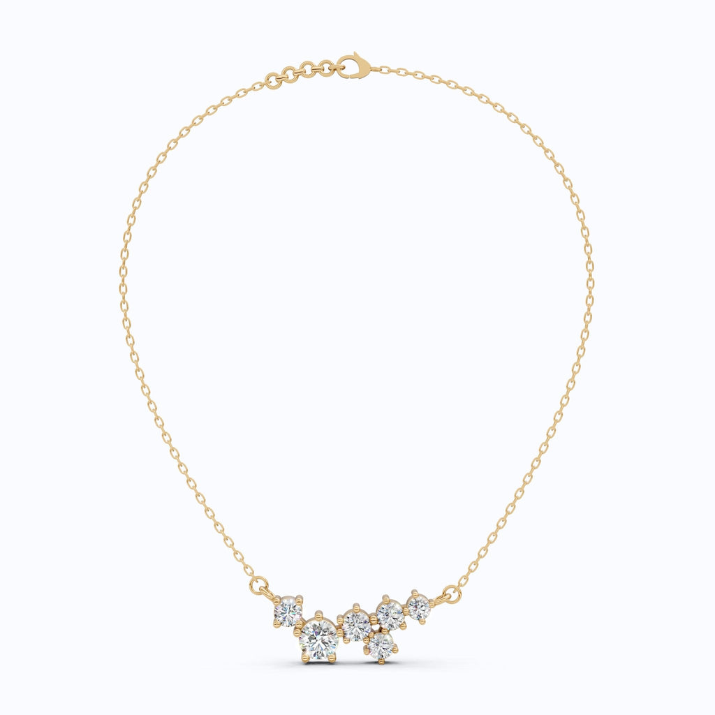 Graduated Round Cluster Statement Pendant in 14k Solid Gold, 2.19 TCW Round Cut Lab Diamonds, Bridal Necklace, Unique Pendant - Shoora Designs