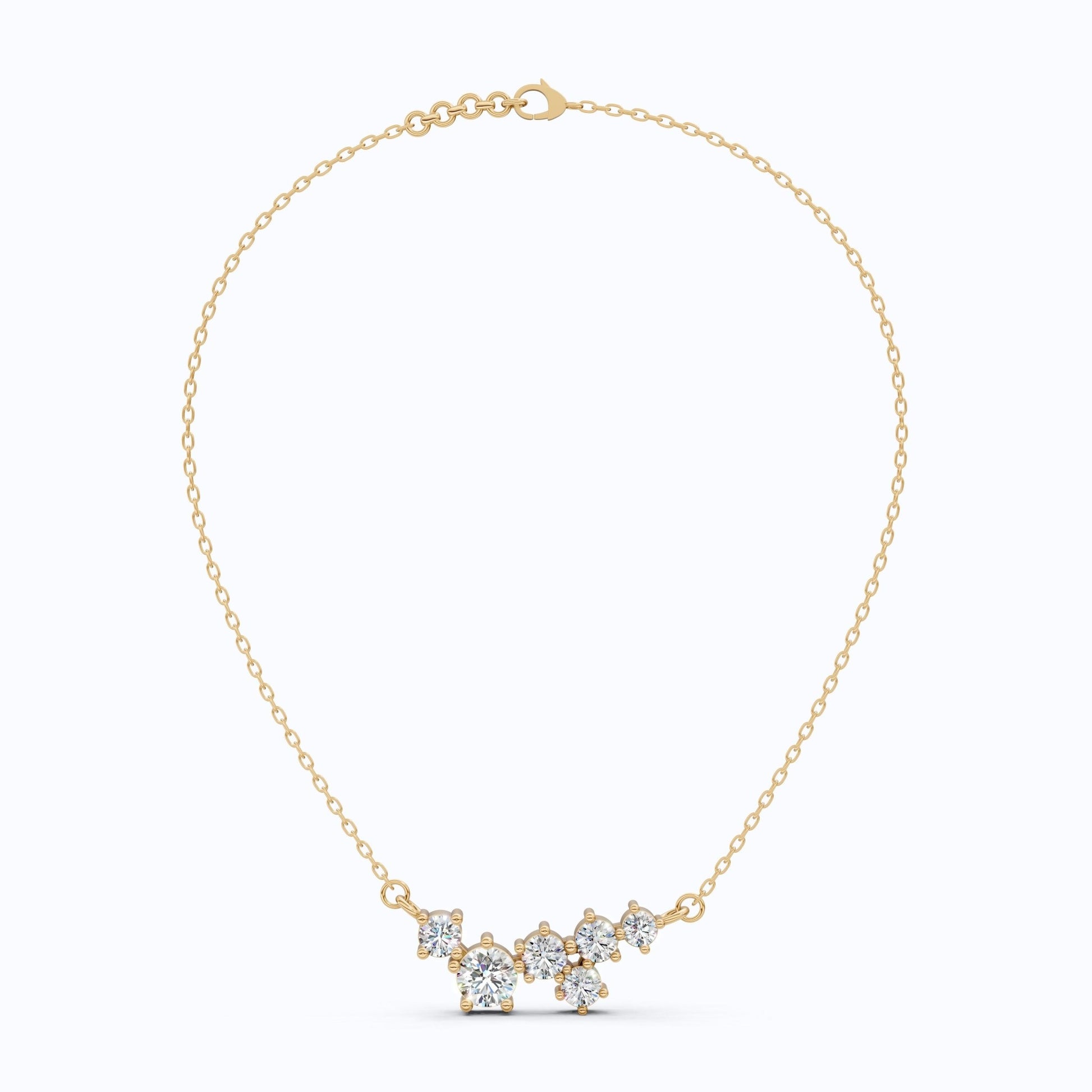Graduated Round Cluster Statement Pendant in 14k Solid Gold, 2.19 TCW Round Cut Lab Diamonds, Bridal Necklace, Unique Pendant - Shoora Designs