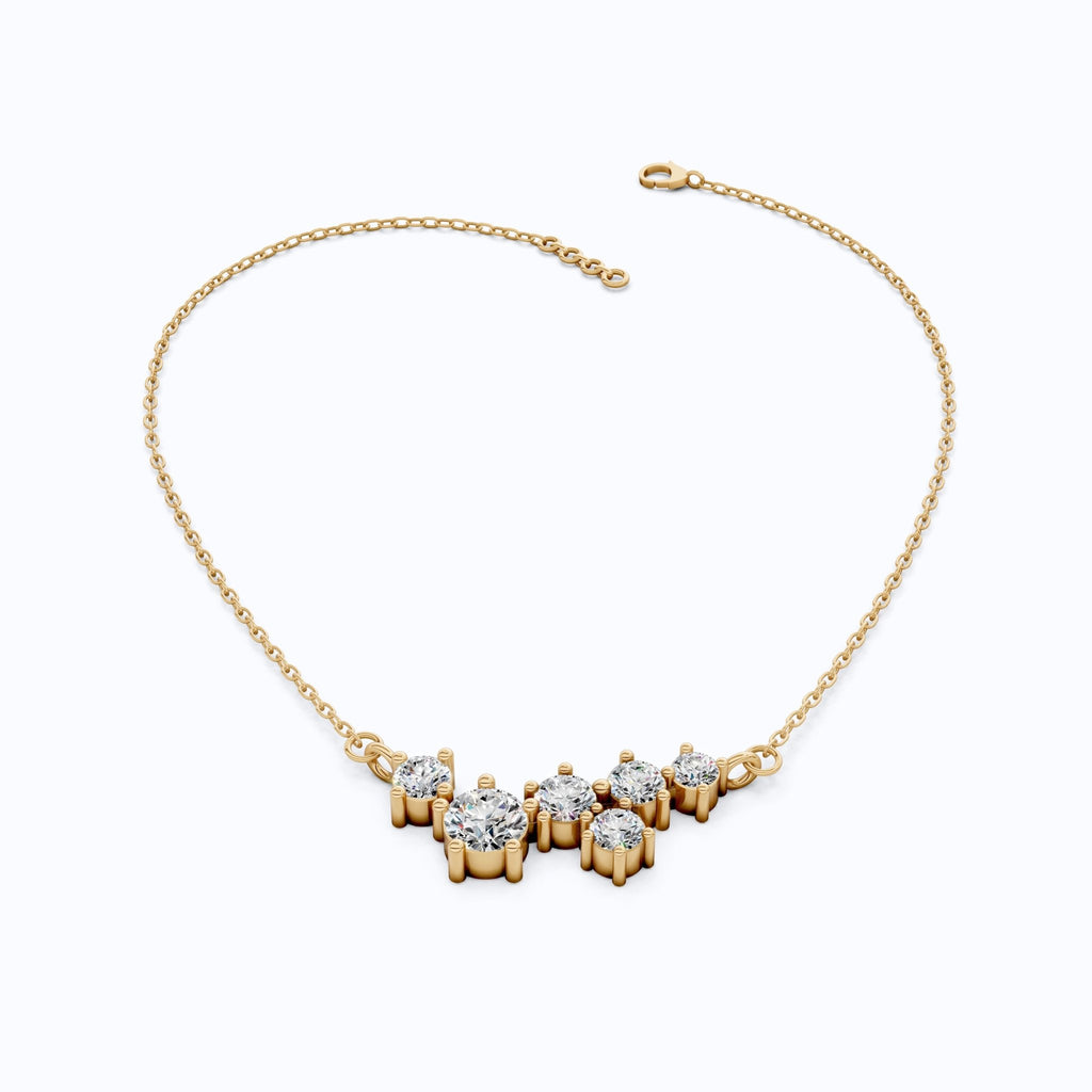 Graduated Round Cluster Statement Pendant in 14k Solid Gold, 2.19 TCW Round Cut Lab Diamonds, Bridal Necklace, Unique Pendant - Shoora Designs
