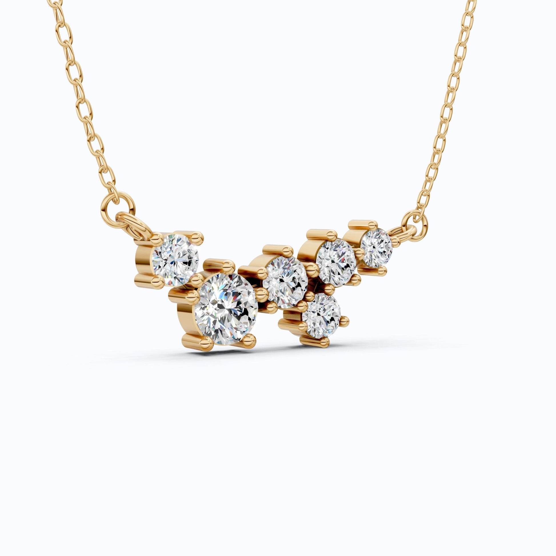 Graduated Round Cluster Statement Pendant in 14k Solid Gold, 2.19 TCW Round Cut Lab Diamonds, Bridal Necklace, Unique Pendant - Shoora Designs