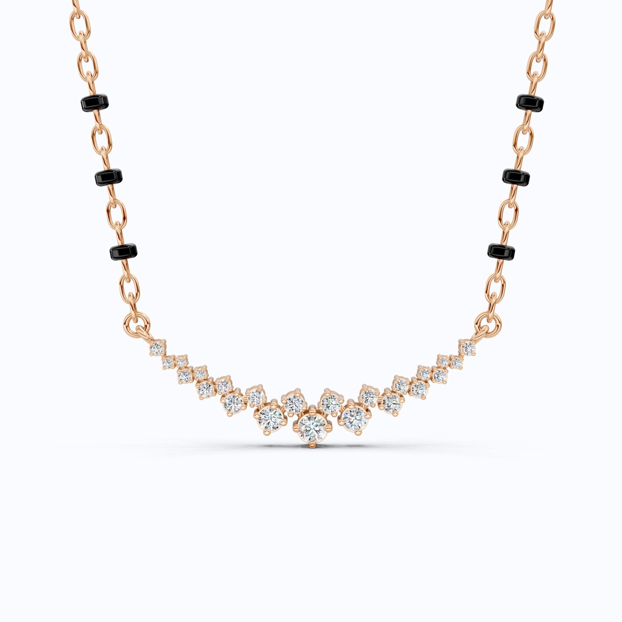 Graduated V Cluster Tanmaniya Mangalsutra Necklace in Lab Diamond – 18K Solid Gold, Elegant Wedding Jewelry For Women, Everyday Necklace - Shoora Designs