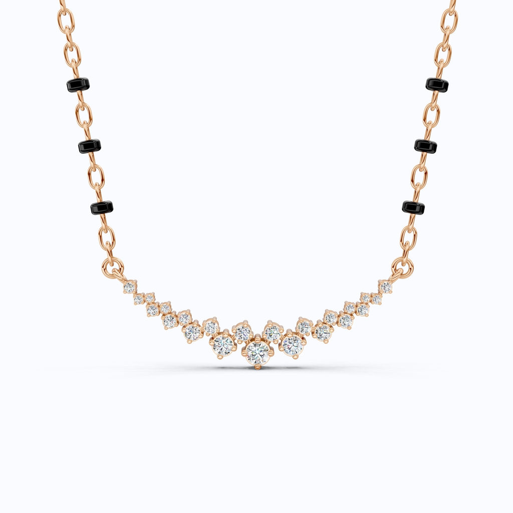 Graduated V Cluster Tanmaniya Mangalsutra Necklace in Lab Diamond – 18K Solid Gold, Elegant Wedding Jewelry For Women, Everyday Necklace - Shoora Designs