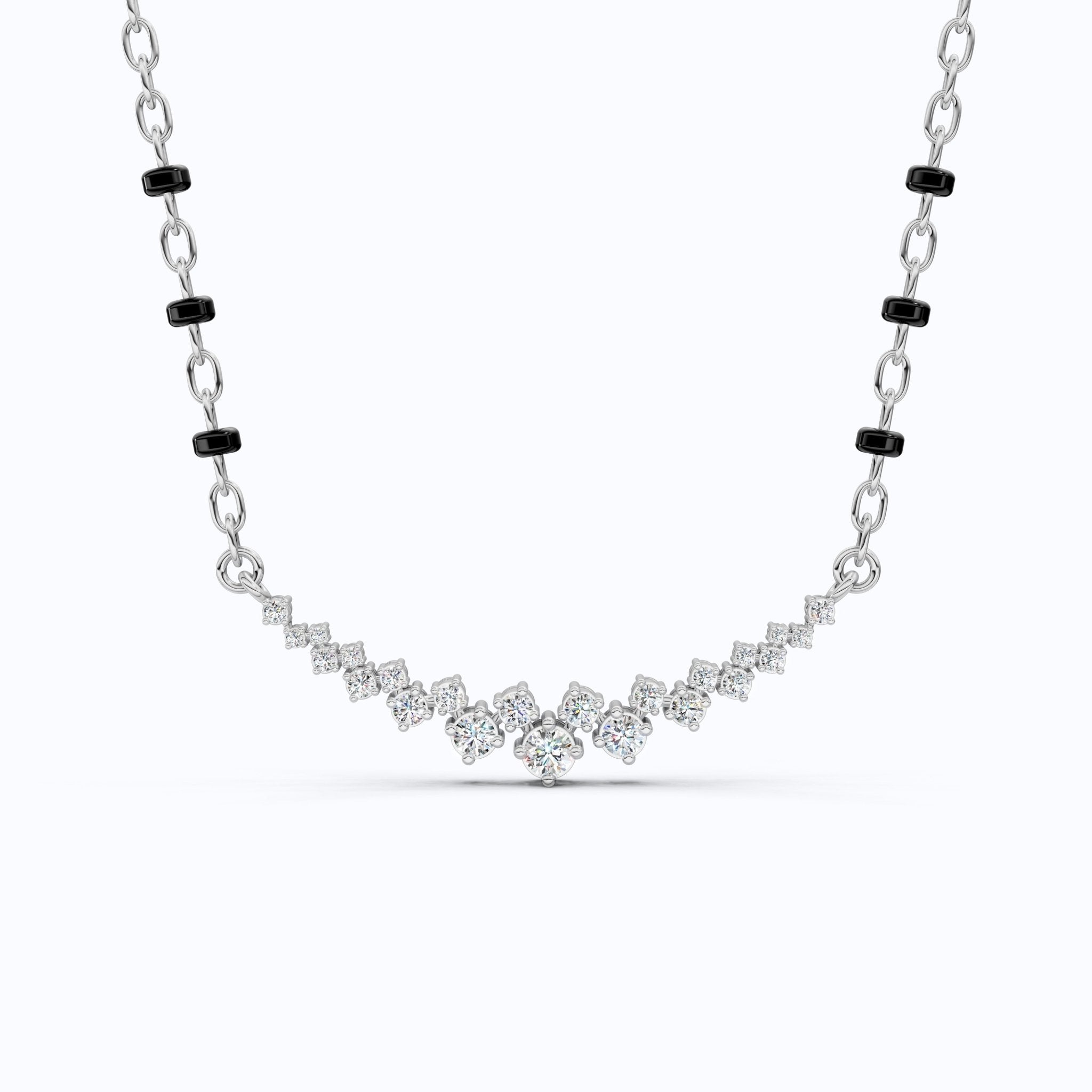 Graduated V Cluster Tanmaniya Mangalsutra Necklace in Lab Diamond – 18K Solid Gold, Elegant Wedding Jewelry For Women, Everyday Necklace - Shoora Designs