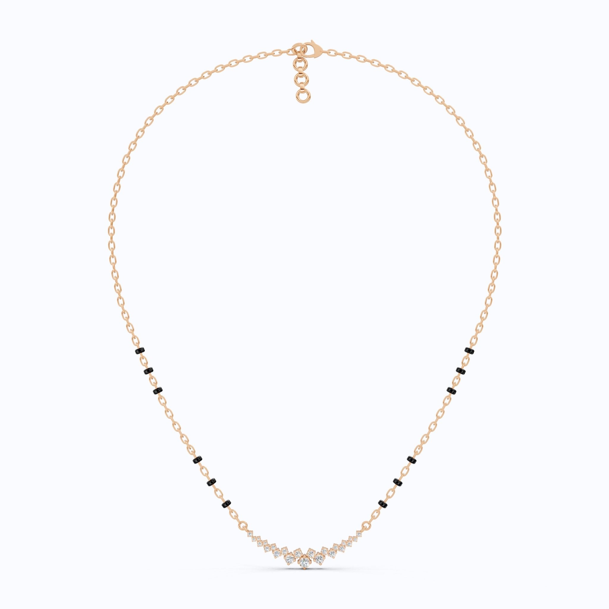 Graduated V Cluster Tanmaniya Mangalsutra Necklace in Lab Diamond – 18K Solid Gold, Elegant Wedding Jewelry For Women, Everyday Necklace - Shoora Designs