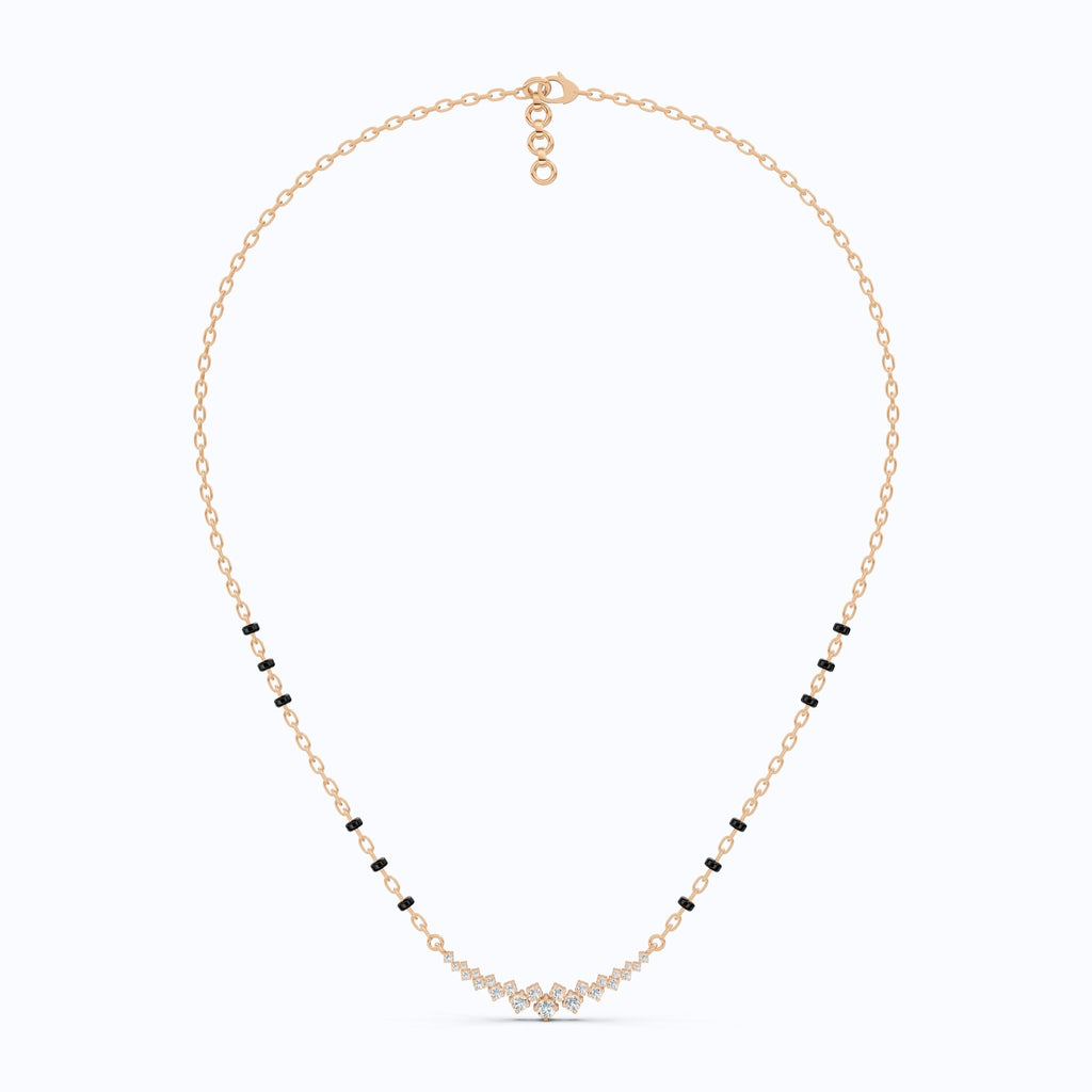 Graduated V Cluster Tanmaniya Mangalsutra Necklace in Lab Diamond – 18K Solid Gold, Elegant Wedding Jewelry For Women, Everyday Necklace - Shoora Designs