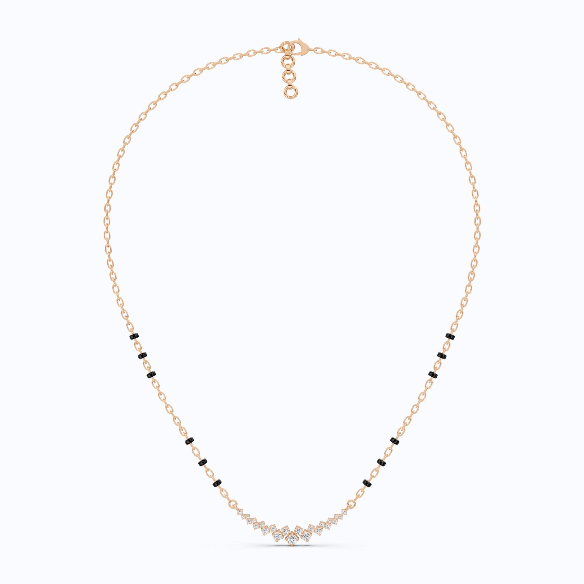 Graduated V Cluster Tanmaniya Mangalsutra Necklace in Lab Diamond – 18K Solid Gold, Elegant Wedding Jewelry For Women, Everyday Necklace - Shoora Designs