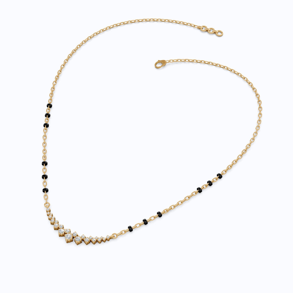 Graduated V Cluster Tanmaniya Mangalsutra Necklace in Lab Diamond – 18K Solid Gold, Elegant Wedding Jewelry For Women, Everyday Necklace - Shoora Designs