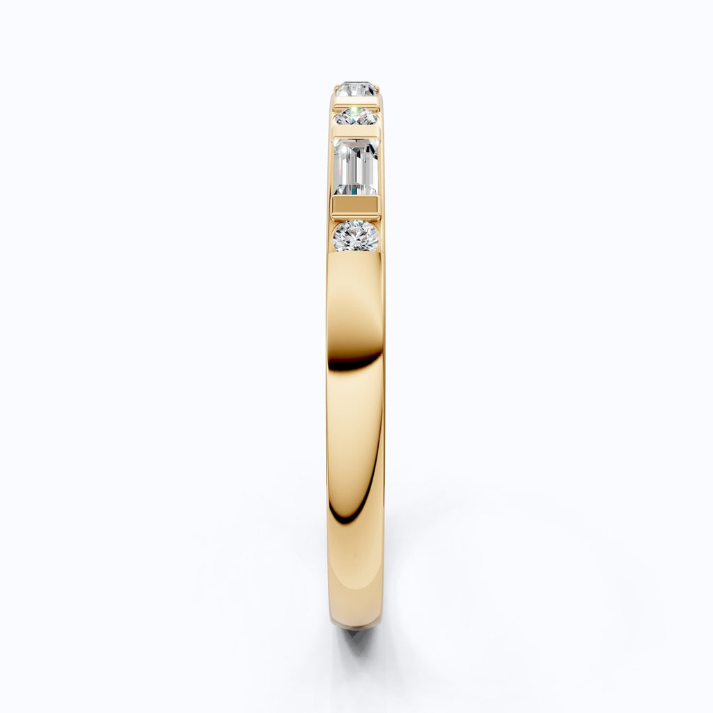 Half Eternity Bar Set Wedding Band in 14K Solid Gold, 0.23 TCW Baguette/Round Cut Lab Diamonds, Handmade Bridal Jewelry, Birthday Gift for Her - Shoora Designs
