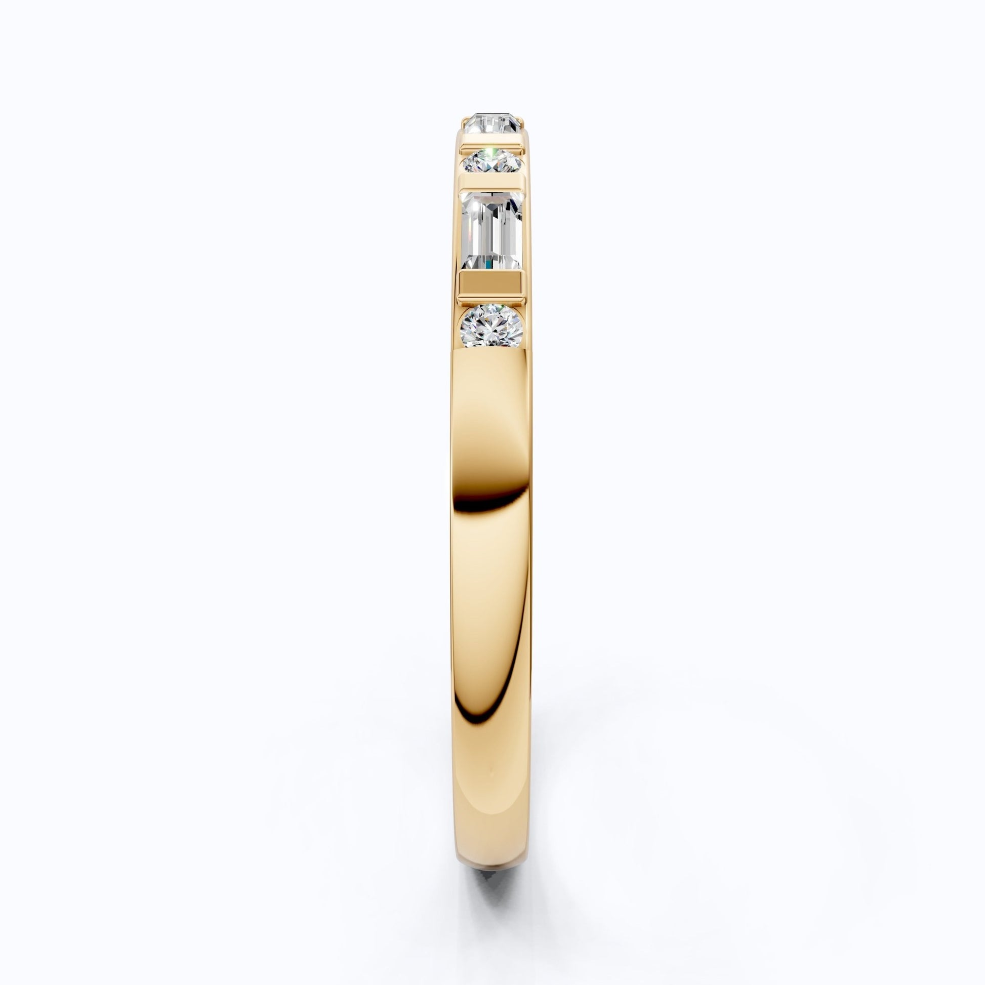Half Eternity Bar Set Wedding Band in 14K Solid Gold, 0.23 TCW Baguette/Round Cut Lab Diamonds, Handmade Bridal Jewelry, Birthday Gift for Her - Shoora Designs