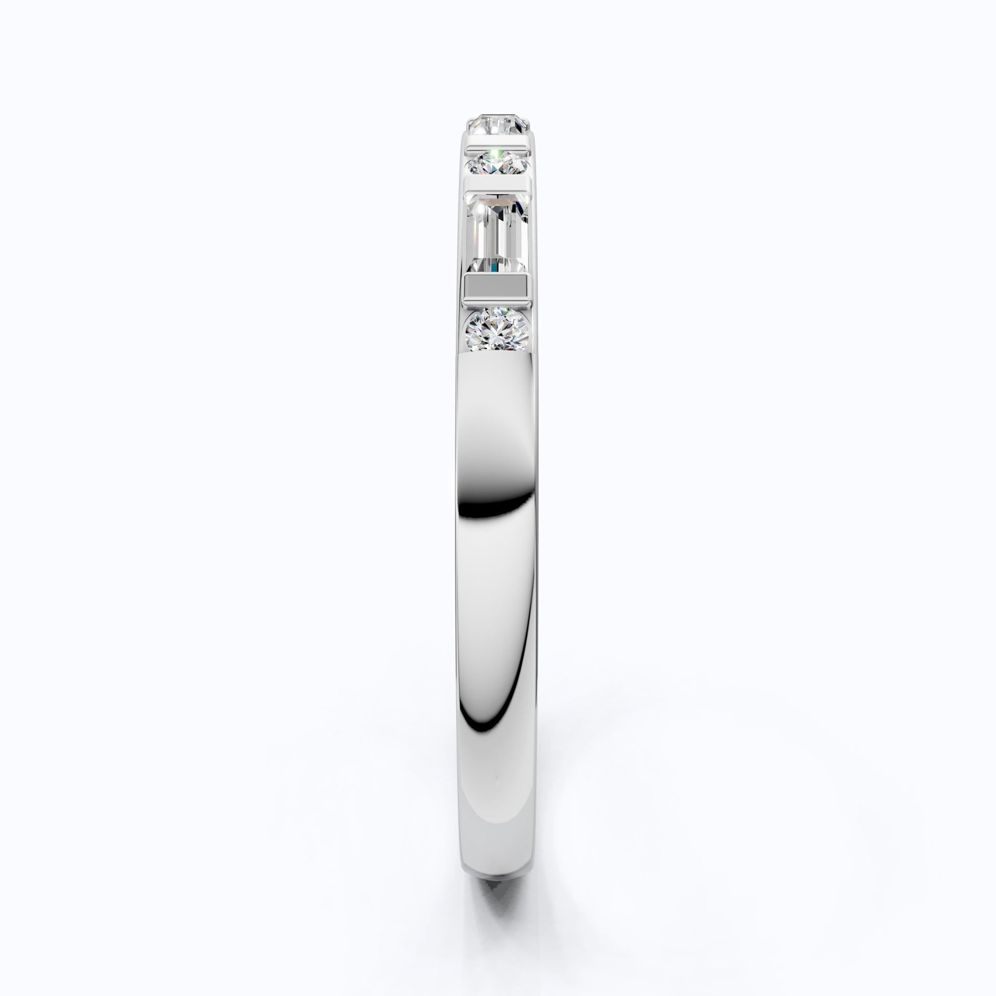 Half Eternity Bar Set Wedding Band in 14K Solid Gold, 0.23 TCW Baguette/Round Cut Lab Diamonds, Handmade Bridal Jewelry, Birthday Gift for Her - Shoora Designs