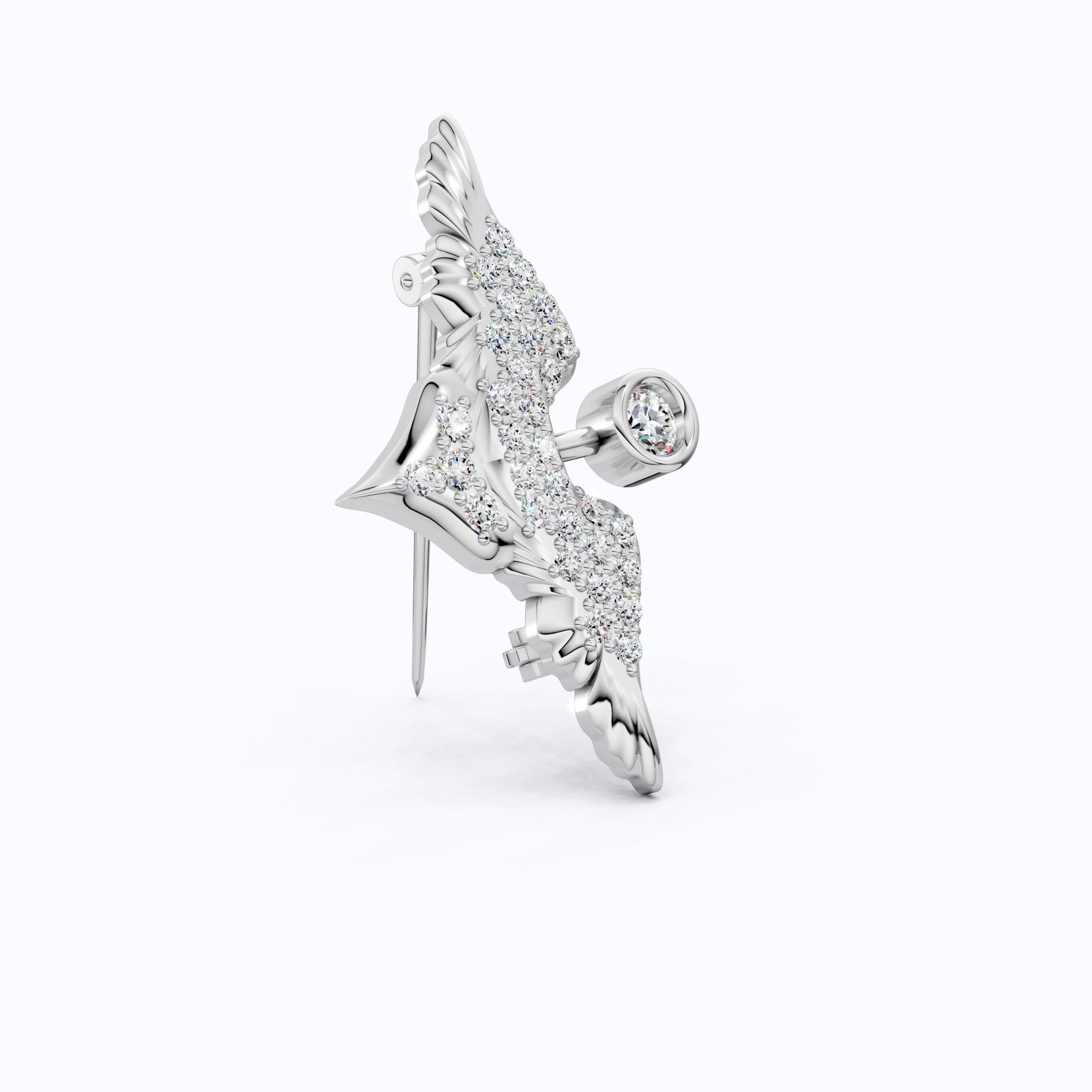 Heavenly Angel Wing Pavé Brooch Accessories in Lab Grown Diamond - 14k Solid Gold, Gift for Her, Spiritual Pin - Shoora Designs