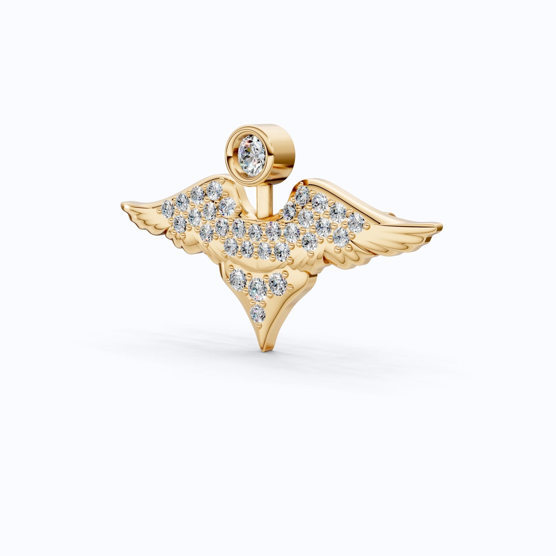 Heavenly Angel Wing Pavé Brooch Accessories in Lab Grown Diamond - 14k Solid Gold, Gift for Her, Spiritual Pin - Shoora Designs