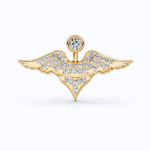 Heavenly Angel Wing Pavé Brooch Accessories in Lab Grown Diamond - 14k Solid Gold, Gift for Her, Spiritual Pin - Shoora Designs