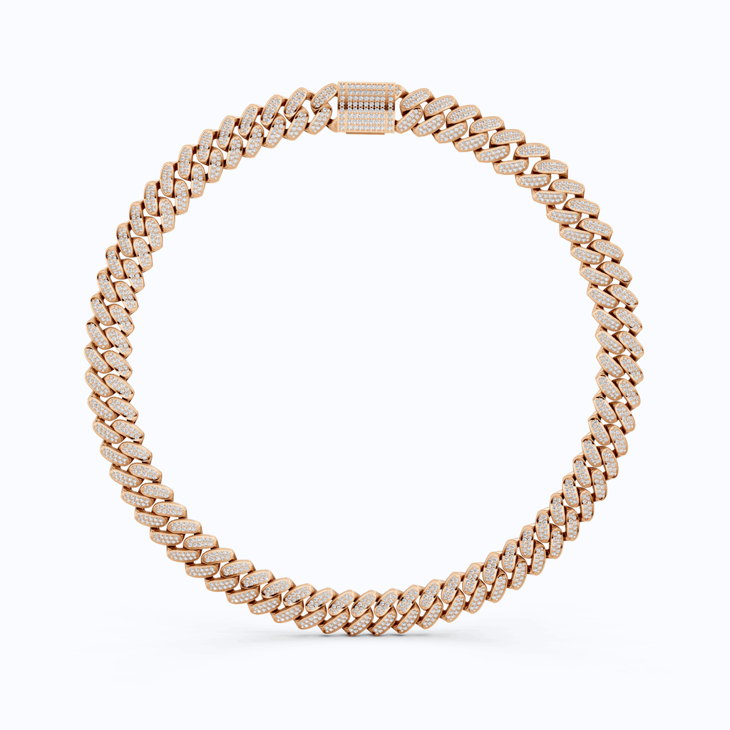 Iced Out 925 Sterling Silver Bling Cuban Chain Necklace, 47.46 TCW Round Cut Lab Diamonds, Hip Hop Jewelry for Men, Gift Idea - Shoora Designs