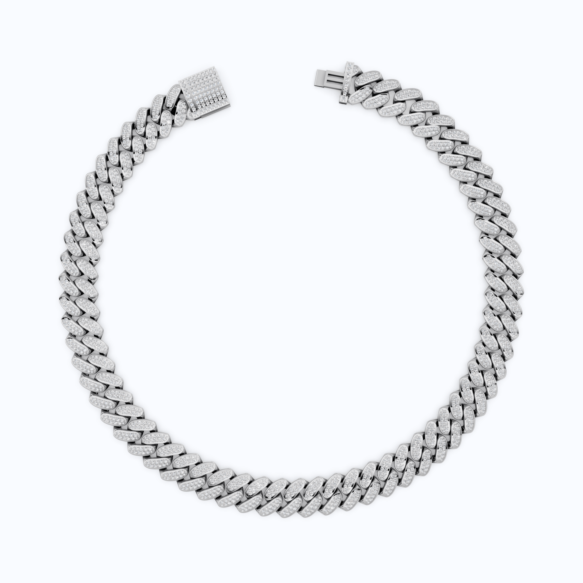 Iced Out 925 Sterling Silver Bling Cuban Chain Necklace, 47.46 TCW Round Cut Lab Diamonds, Hip Hop Jewelry for Men, Gift Idea - Shoora Designs