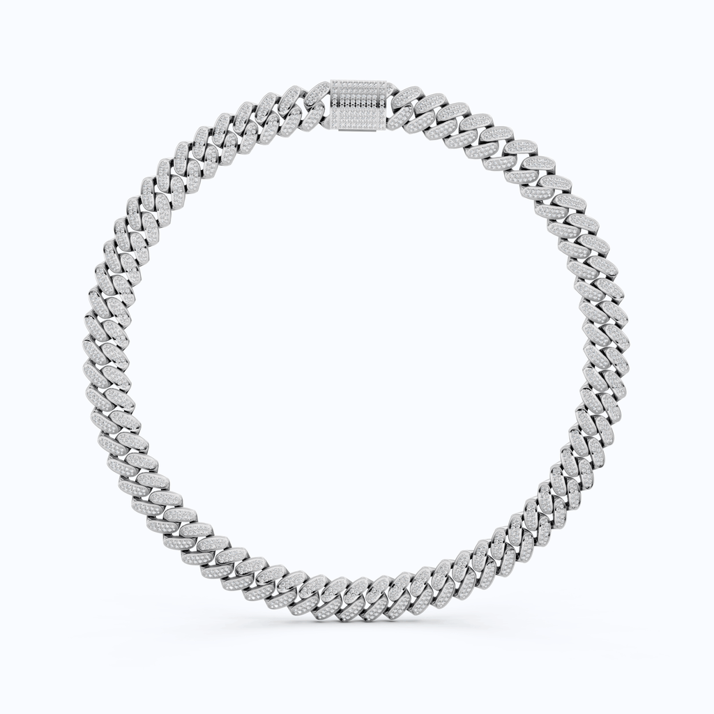 Iced Out 925 Sterling Silver Bling Cuban Chain Necklace, 47.46 TCW Round Cut Lab Diamonds, Hip Hop Jewelry for Men, Gift Idea - Shoora Designs