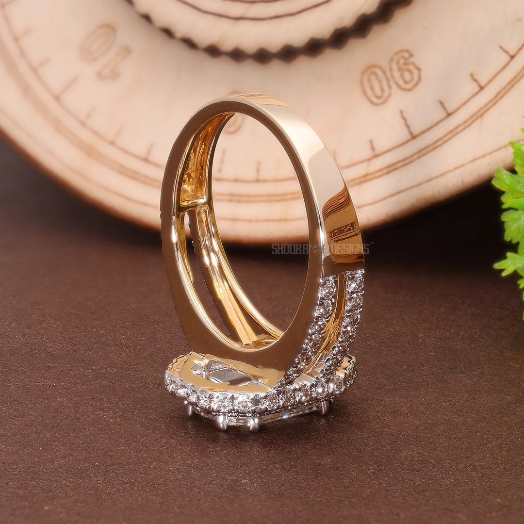 Illusion Halo Pave Split Shank Engagement Ring in Natural Diamond 14k Solid Gold, Anniversary Gift for Wife, Handmade Bridal Jewelry, Everyday Illusion Ring - Shoora Designs