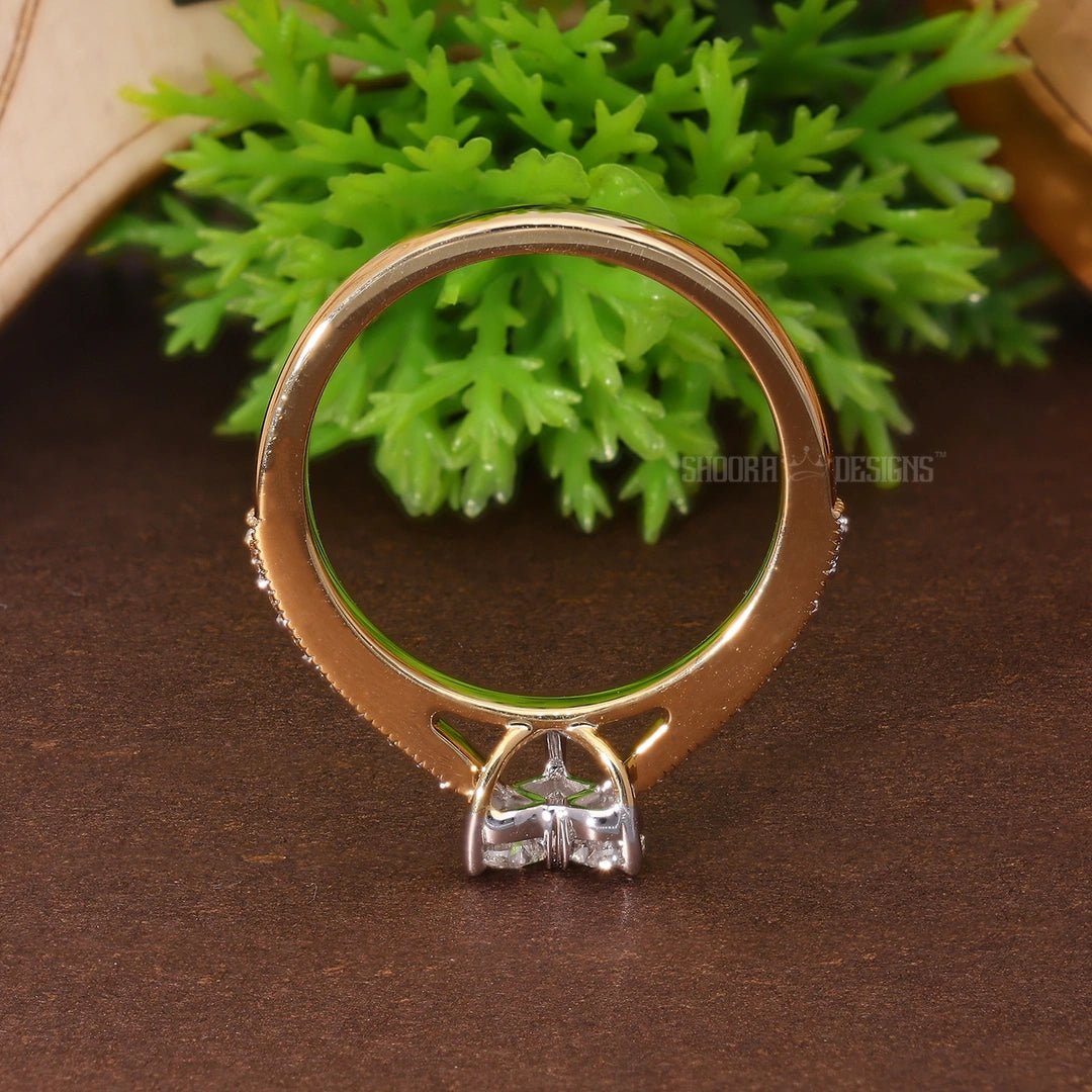 Illusion Heart Pave Wedding Ring in Natural Diamond – 14k Solid Gold, Engagement Ring Gift for Women, Everyday Jewelry, Handmade Pie - Cut Ring - Shoora Designs