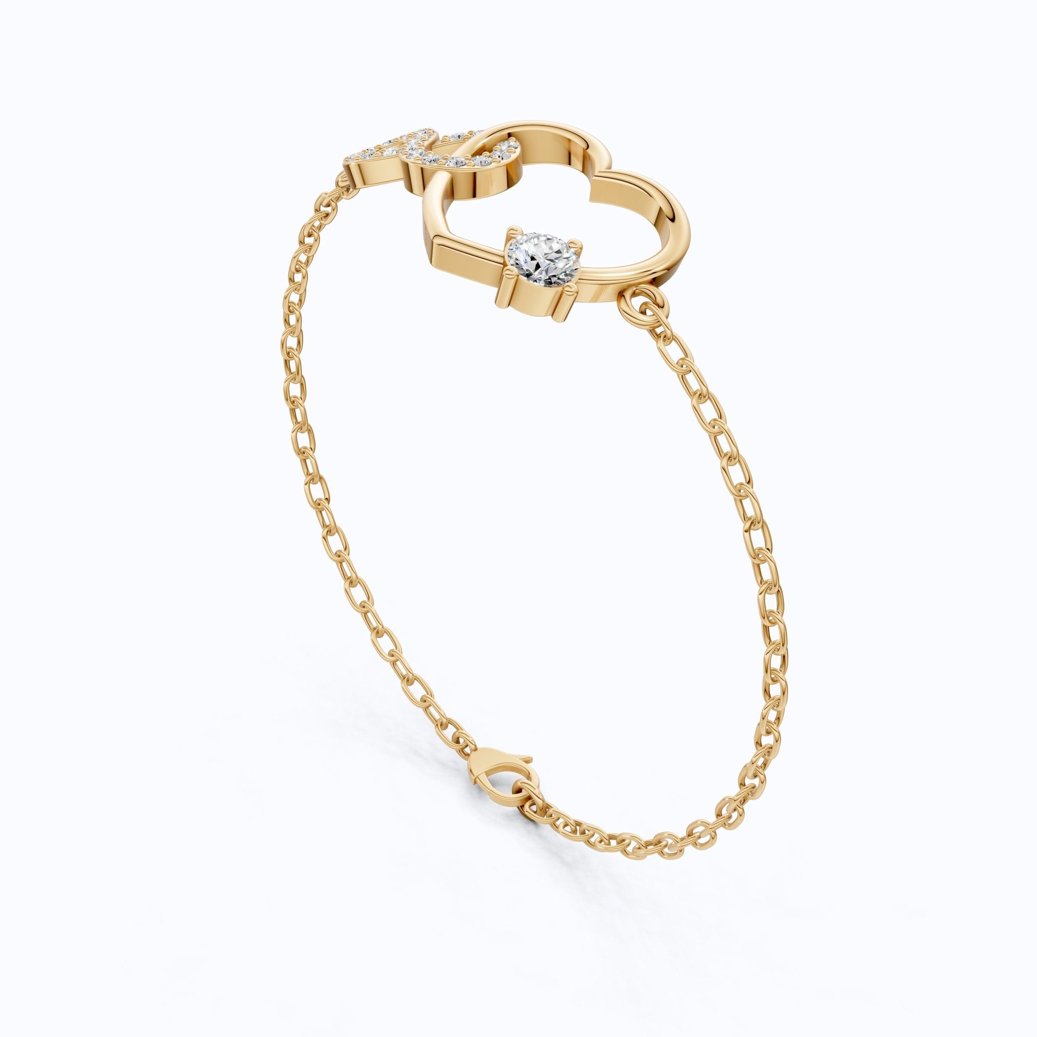 Infinity Heart Open - Heart with Solitaire Accent Chain Bracelet in Lab Grown Diamond – 14K Solid Gold, Wedding Gift for Women, Handmade Jewelry - Shoora Designs
