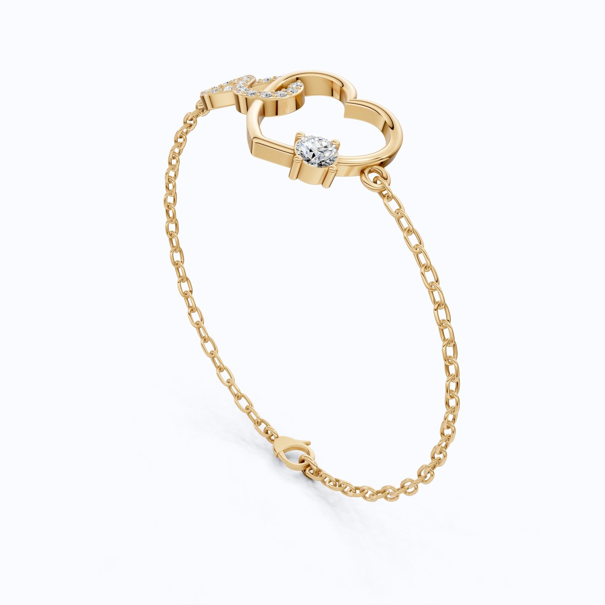 Infinity Heart Open - Heart with Solitaire Accent Chain Bracelet in Lab Grown Diamond – 14K Solid Gold, Wedding Gift for Women, Handmade Jewelry - Shoora Designs