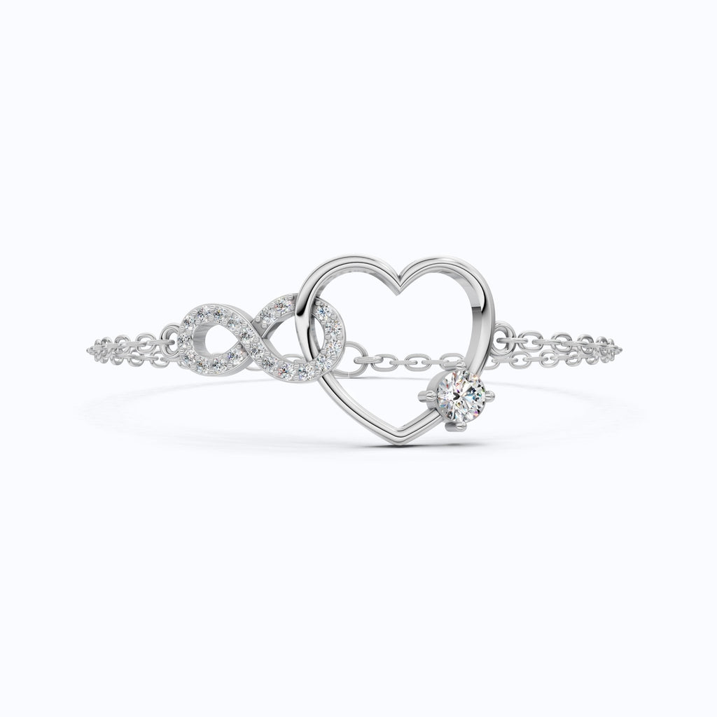 Infinity Heart Open - Heart with Solitaire Accent Chain Bracelet in Lab Grown Diamond – 14K Solid Gold, Wedding Gift for Women, Handmade Jewelry - Shoora Designs