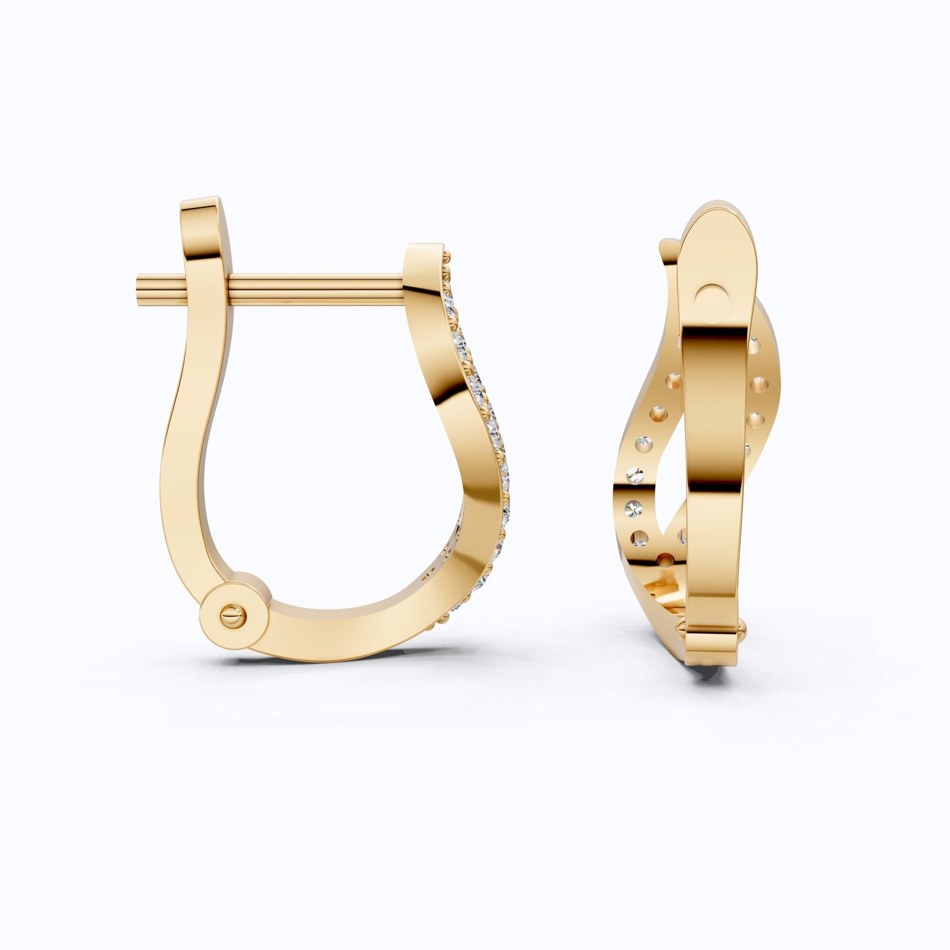 Infinity Twist Pavé Huggie Hoops Earrings in Lab Diamond – 14K Solid Gold, Handmade Jewelry, Wedding Gift for Women - Shoora Designs