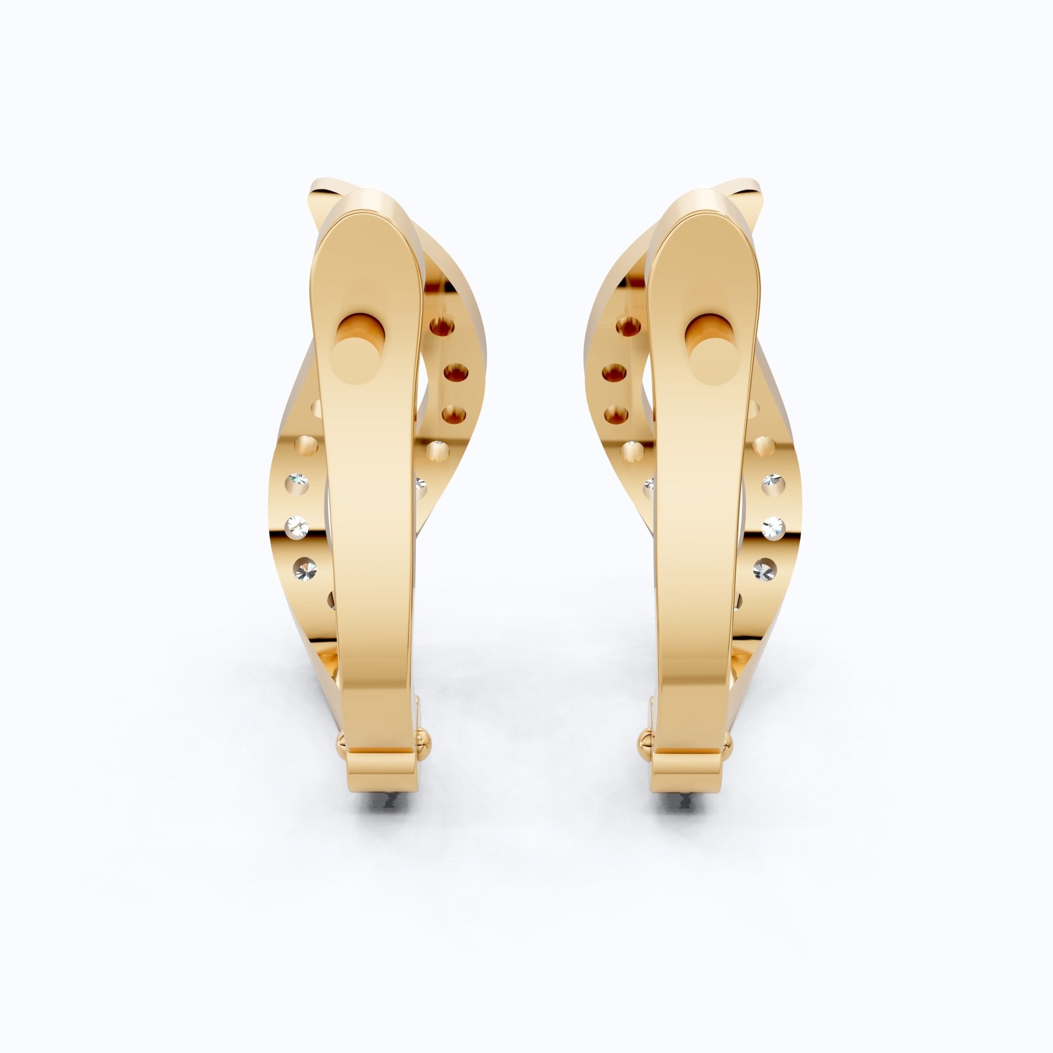 Infinity Twist Pavé Huggie Hoops Earrings in Lab Diamond – 14K Solid Gold, Handmade Jewelry, Wedding Gift for Women - Shoora Designs