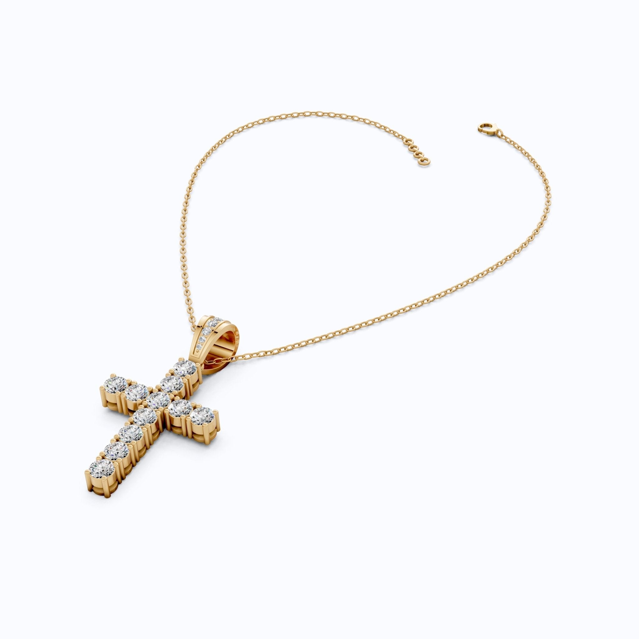 Jesus Christ Cross Diamond Hip - Hop Pendant, Classic Cross Pendant with Round Lab Diamond or Moissanite – Solid 10k/14k Gold or Silver Necklace Religious Gift for Her, Iced Out Jewelry - Shoora Designs