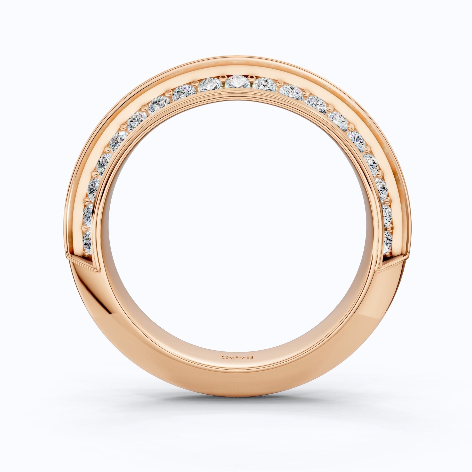 Knife Edge Half Eternity Wedding Band in 14k Solid Gold, 0.68 TCW Round Cut Lab Grown Diamonds, Anniversary Gift for Wife, Bridal Jewelry, Handmade Jewelry - Shoora Designs