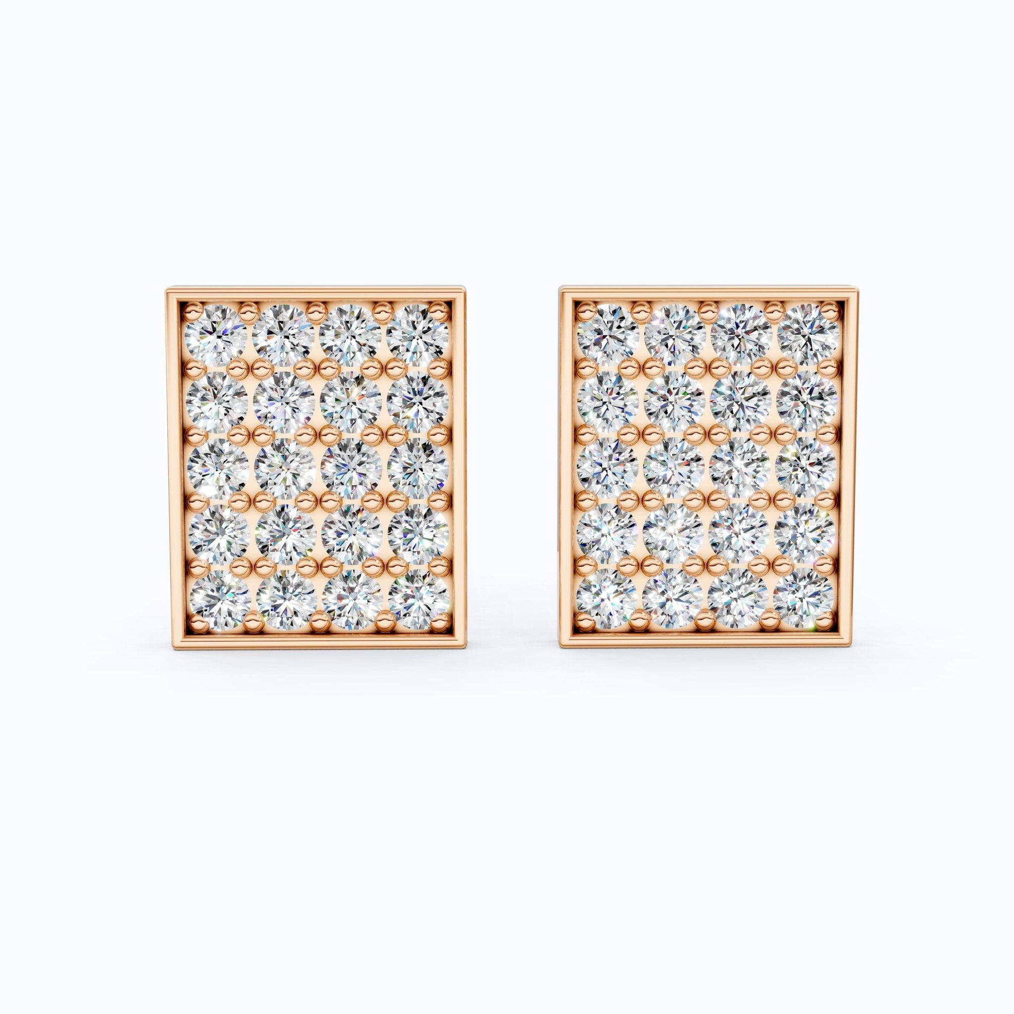 Lab Diamond Rectangular Cufflinks – 14K Rose Gold, Handmade Fine Jewelry, Wedding Gift for Groom - Shoora Designs