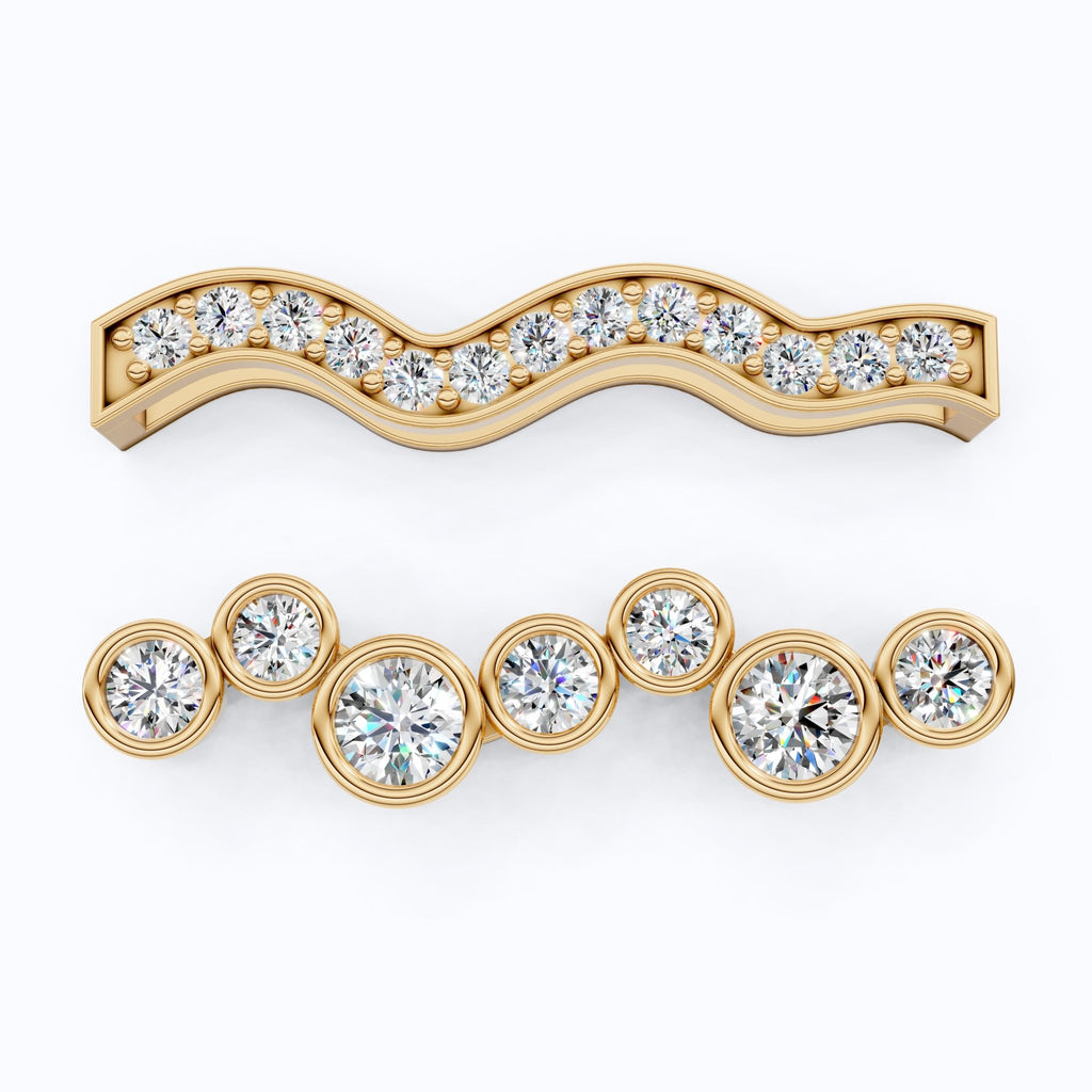 Layered Bezel and Channel Watch Charm in 14k Solid Gold, Two - Piece Wavy Watch Charm, Accessory Gift for Her - Shoora Designs