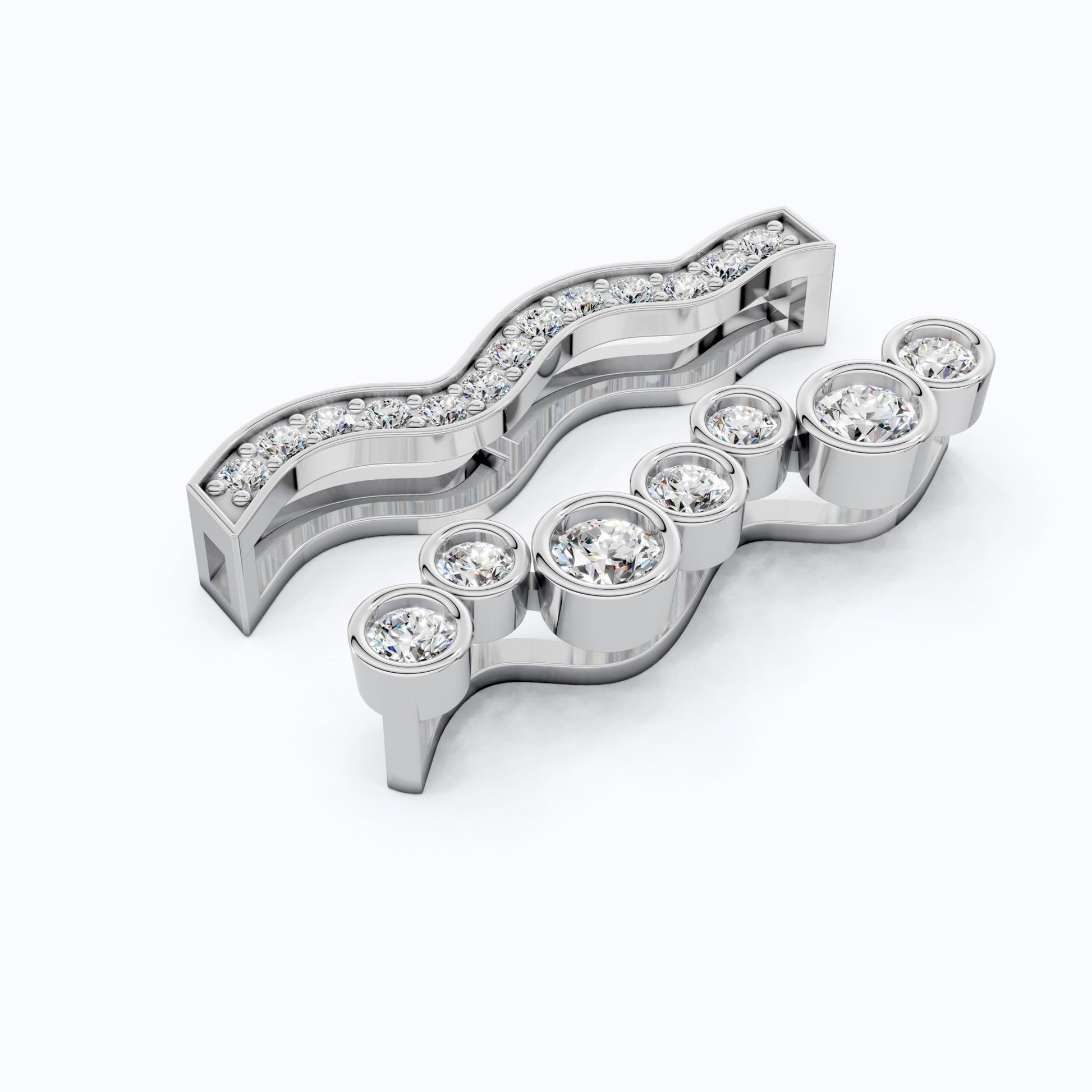 Layered Bezel and Channel Watch Charm in 14k Solid Gold, Two - Piece Wavy Watch Charm, Accessory Gift for Her - Shoora Designs