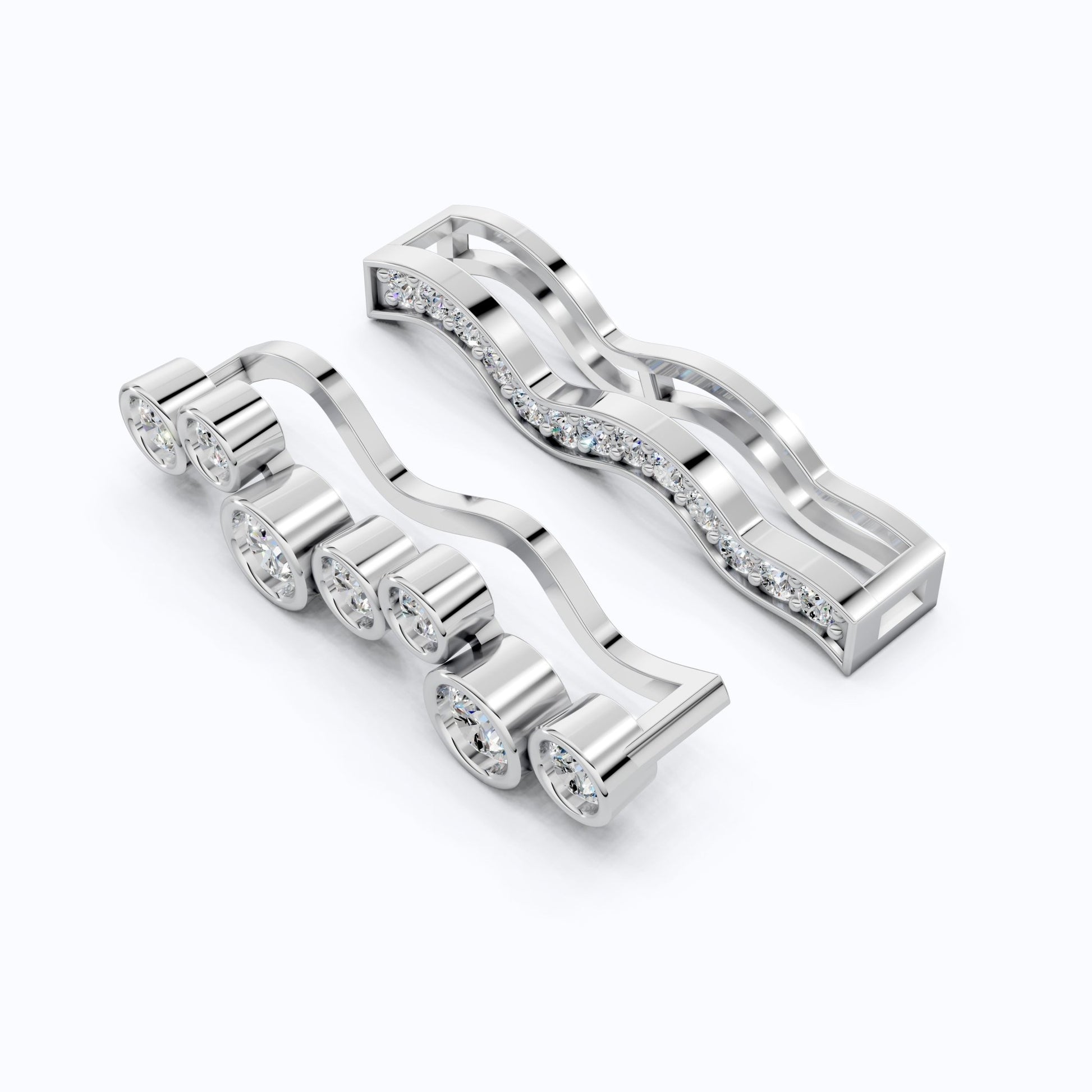 Layered Bezel and Channel Watch Charm in 14k Solid Gold, Two - Piece Wavy Watch Charm, Accessory Gift for Her - Shoora Designs