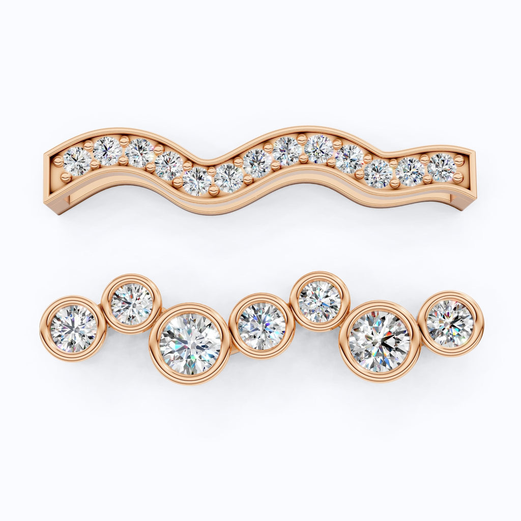 Layered Bezel and Channel Watch Charm in 14k Solid Gold, Two - Piece Wavy Watch Charm, Accessory Gift for Her - Shoora Designs