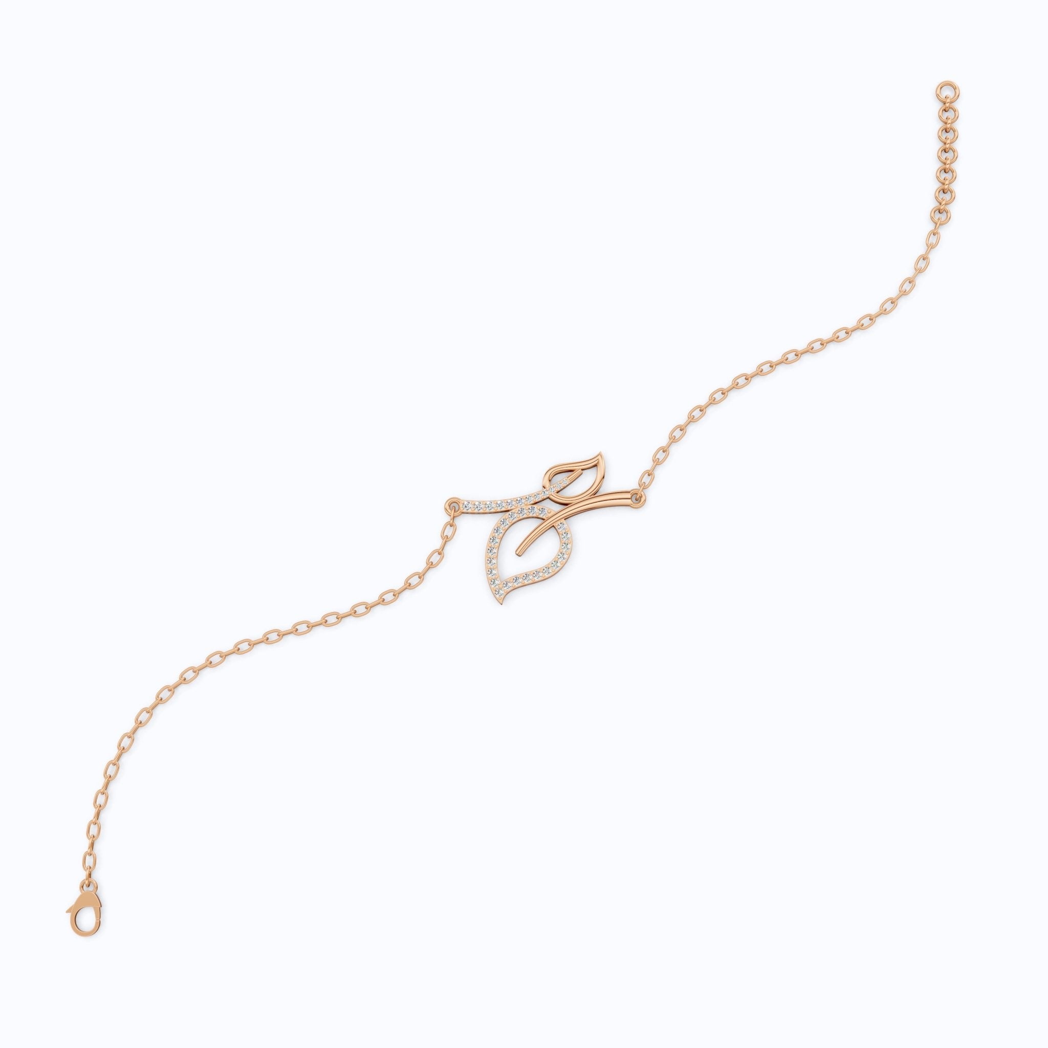 Leaf Vine Pavé Openwork Chain Wedding Bracelet in Lab Diamond – 14k Solid Gold, Gift for Her, Everyday Wear Bracelet - Shoora Designs
