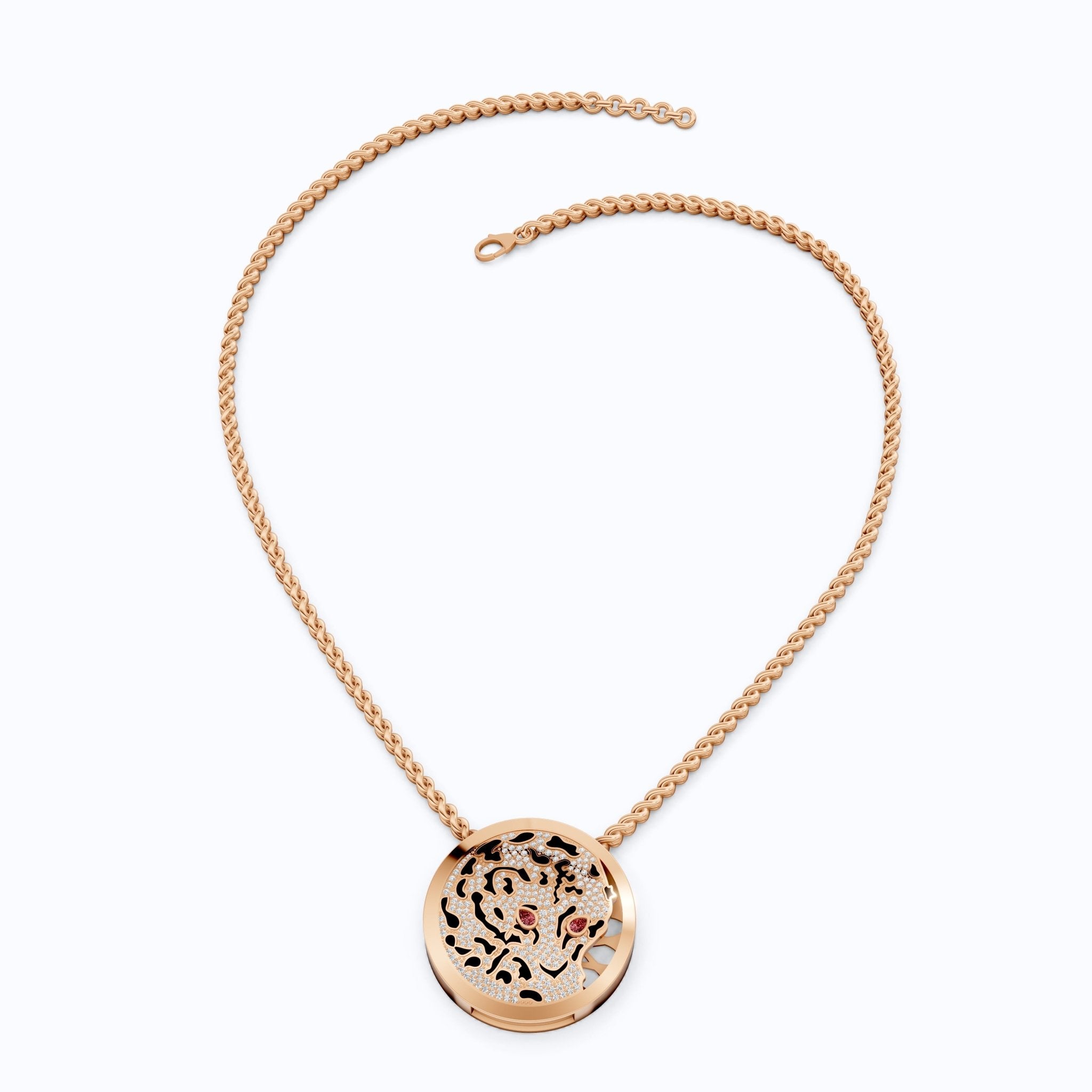 Leopard Pavé Medallion Hip Hop Pendant Necklace in Lab Grown Diamond – 14k Solid Gold, Everyday Gift for Him - Shoora Designs