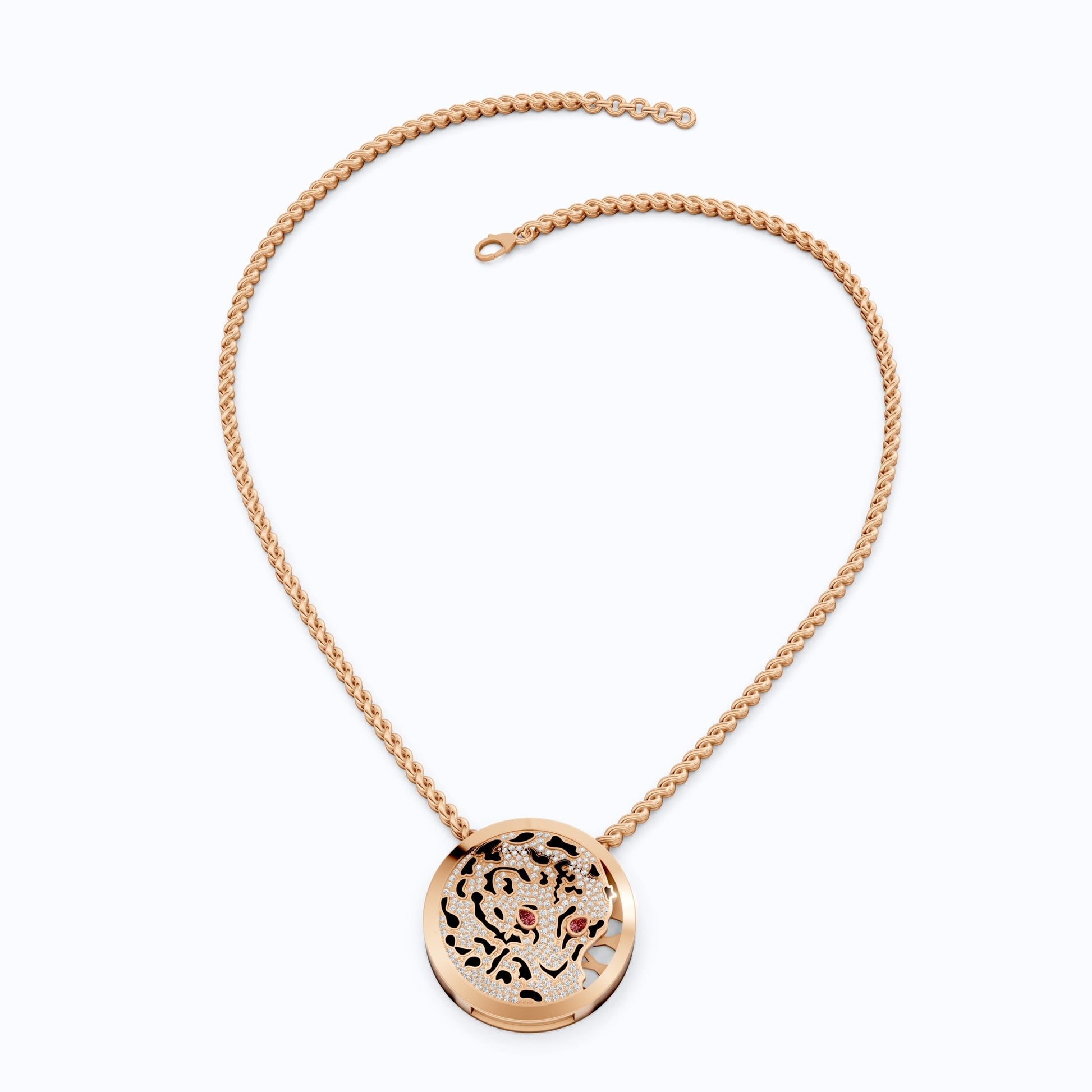 Leopard Pavé Medallion Hip Hop Pendant Necklace in Lab Grown Diamond – 14k Solid Gold, Everyday Gift for Him - Shoora Designs