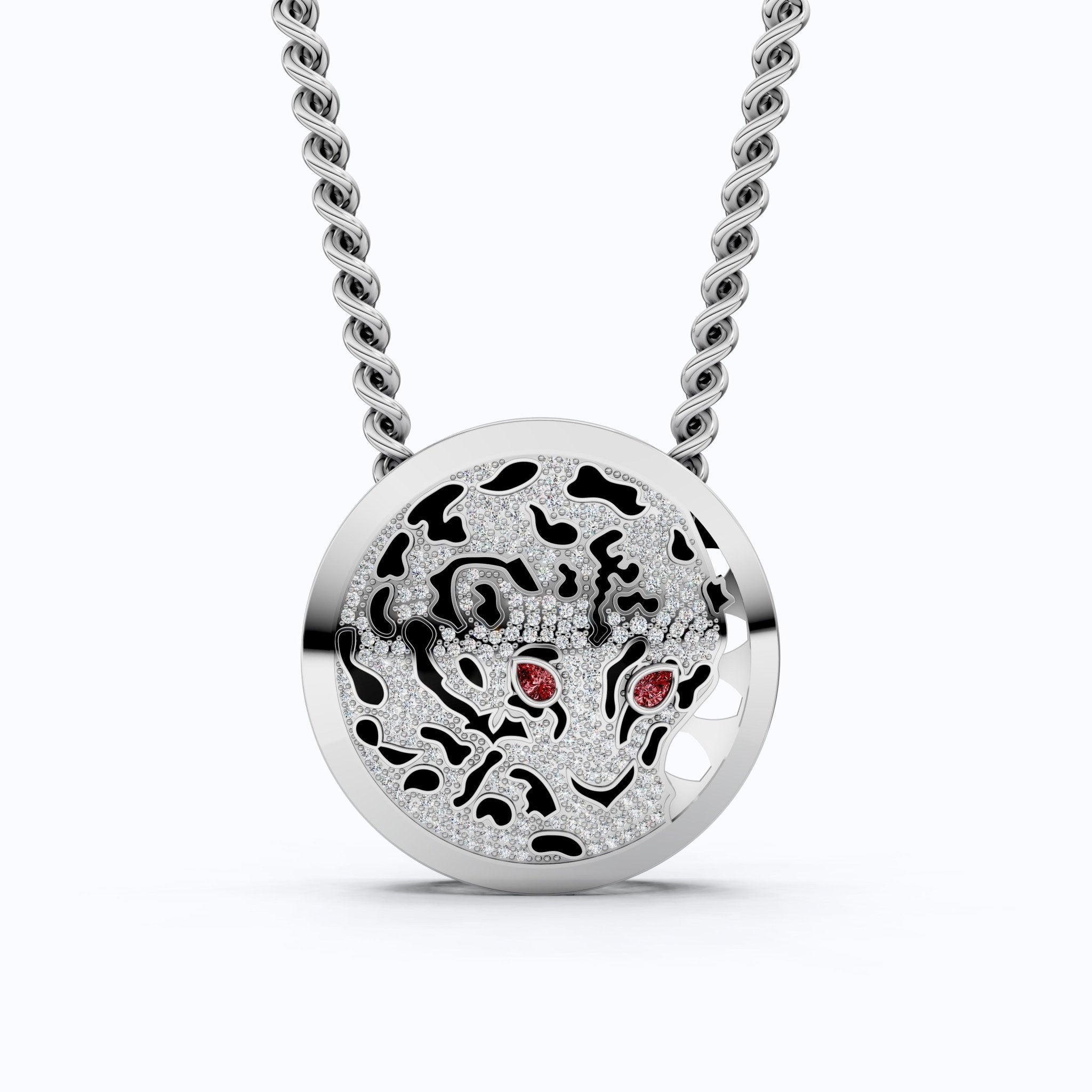 Leopard Pavé Medallion Hip Hop Pendant Necklace in Lab Grown Diamond – 14k Solid Gold, Everyday Gift for Him - Shoora Designs