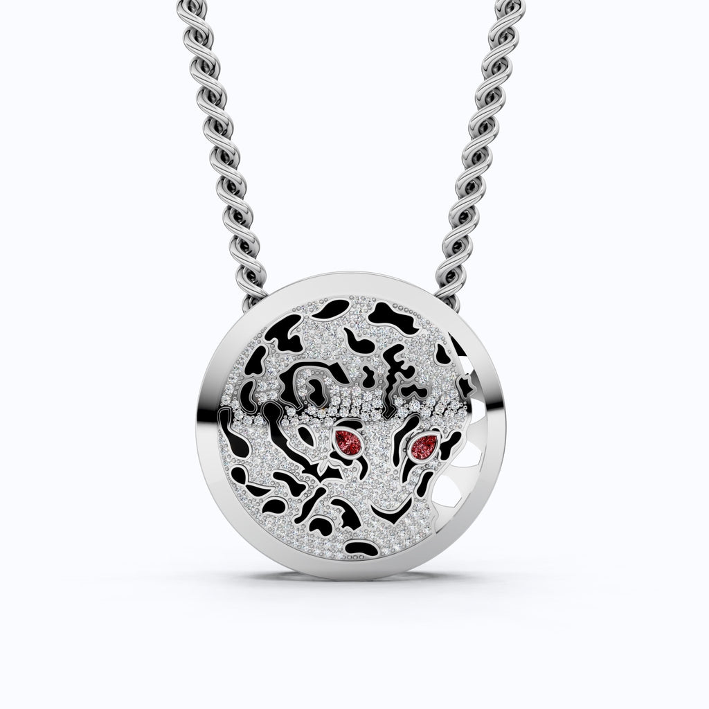 Leopard Pavé Medallion Hip Hop Pendant Necklace in Lab Grown Diamond – 14k Solid Gold, Everyday Gift for Him - Shoora Designs