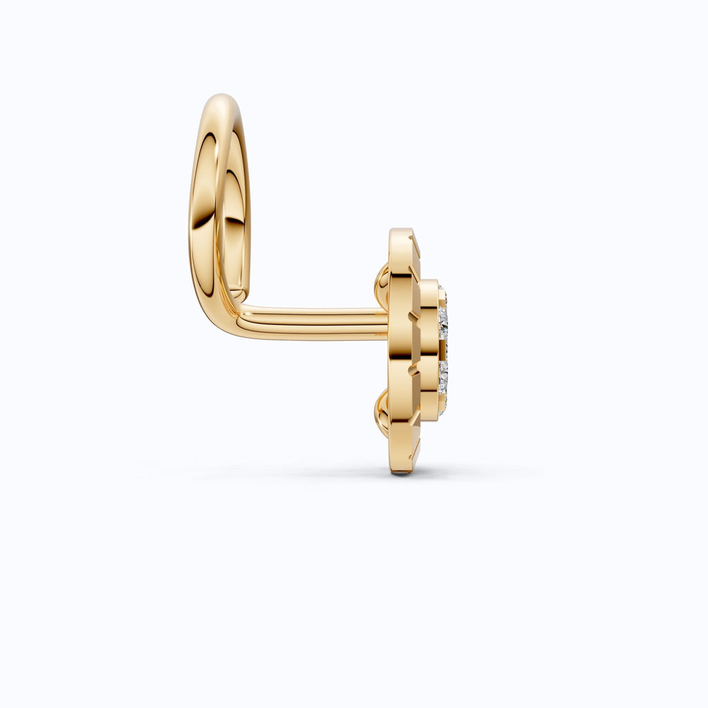 Lock - Inspired Floral Cluster Lab Diamond Nose Pin in 14K Solid Gold, Handmade Jewelry Gift for Her, Bridal Nose Stud - Shoora Designs