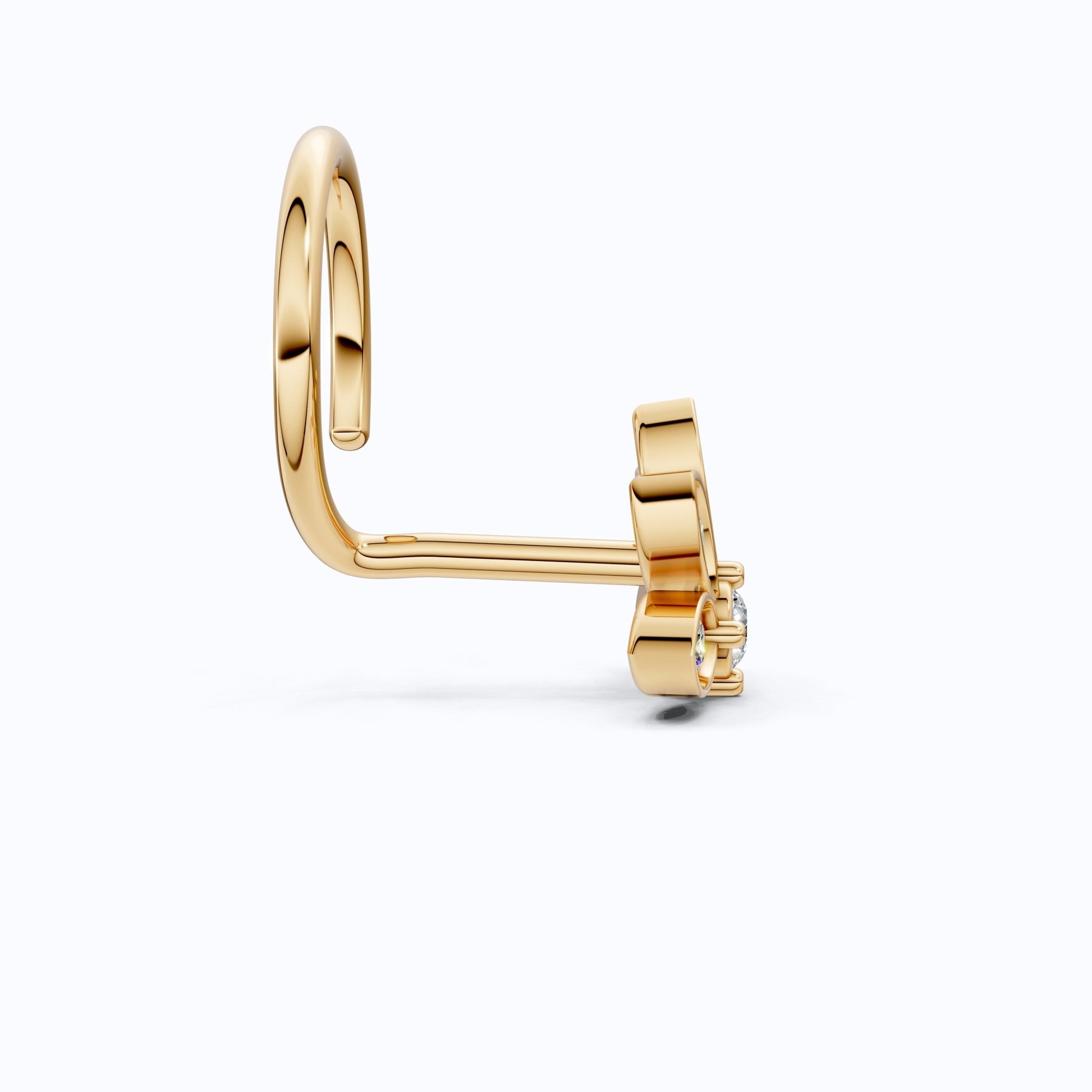 Lotus Petal Nose Pin in 14K Solid Gold, Lab Diamond Floral Cluster Pin, Trendy Ethnic Jewelry, Floral Piercing Jewelry For Women - Shoora Designs