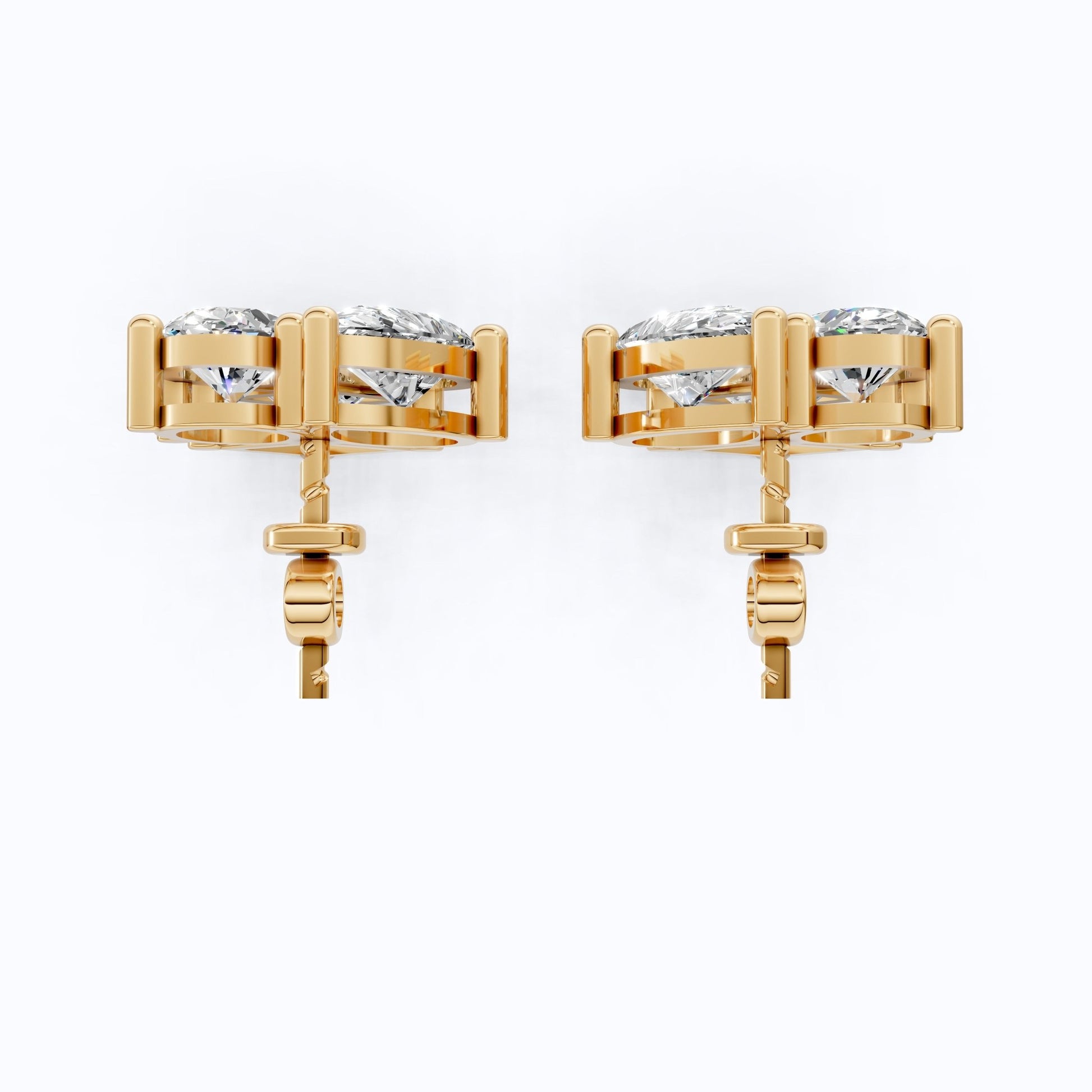 Luxe Three Stone Cluster Stud Earrings in 14K Solid Gold, 4.60 TCW Multi Cut Lab Created Diamonds, Wedding Gift for Her, Everyday Jewelry - Shoora Designs