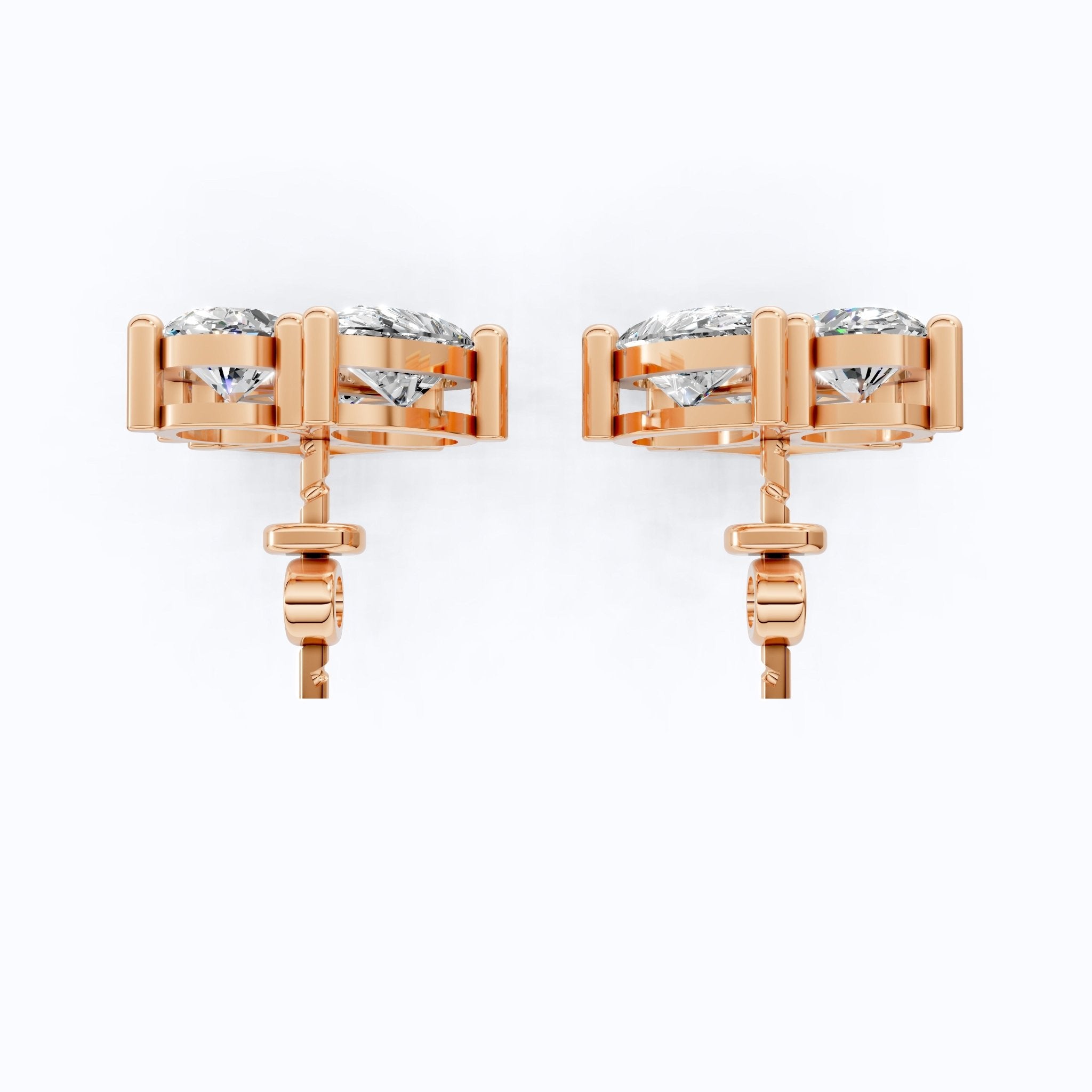 Luxe Three Stone Cluster Stud Earrings in 14K Solid Gold, 4.60 TCW Multi Cut Lab Created Diamonds, Wedding Gift for Her, Everyday Jewelry - Shoora Designs