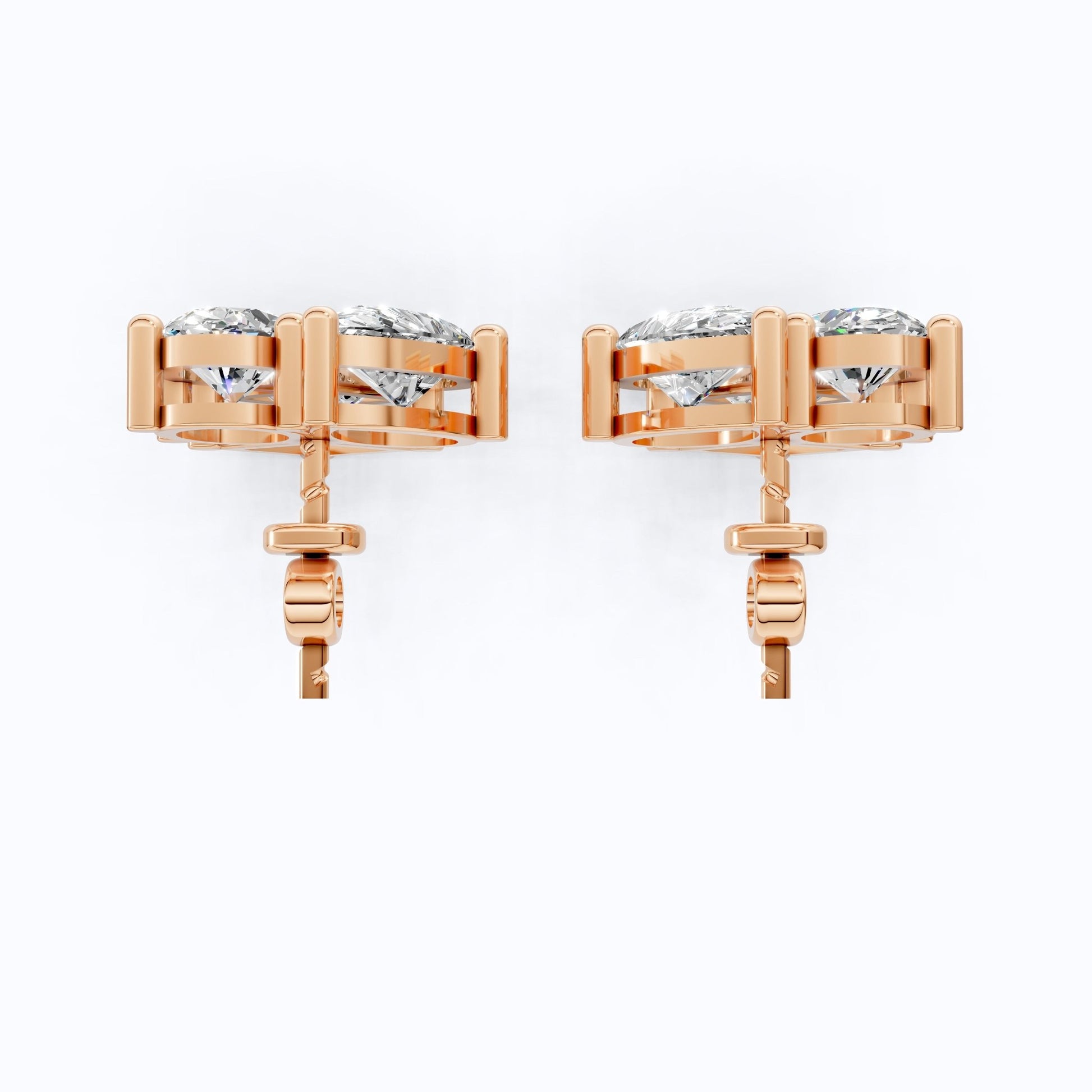 Luxe Three Stone Cluster Stud Earrings in 14K Solid Gold, 4.60 TCW Multi Cut Lab Created Diamonds, Wedding Gift for Her, Everyday Jewelry - Shoora Designs