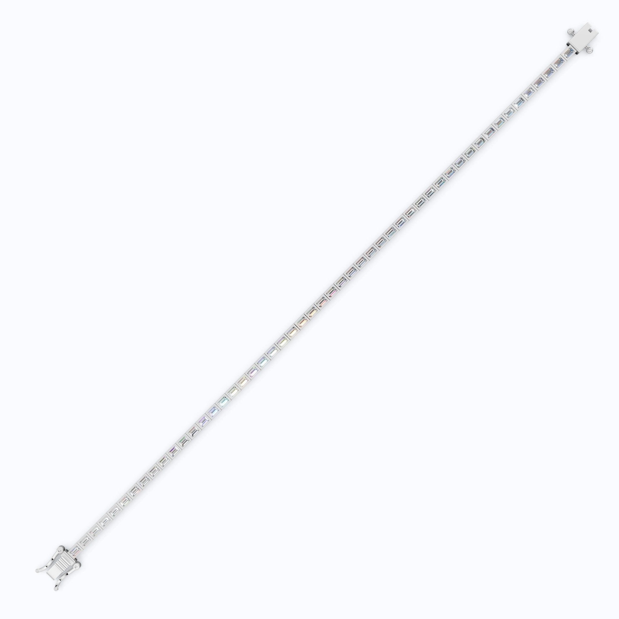 Luxury Bezel Set Tennis Bracelet in 14k Solid Gold, 2.55 TCW Baguette Cut Lab Grown Diamonds, Wedding Gift for Women, Handmade Jewellry - Shoora Designs