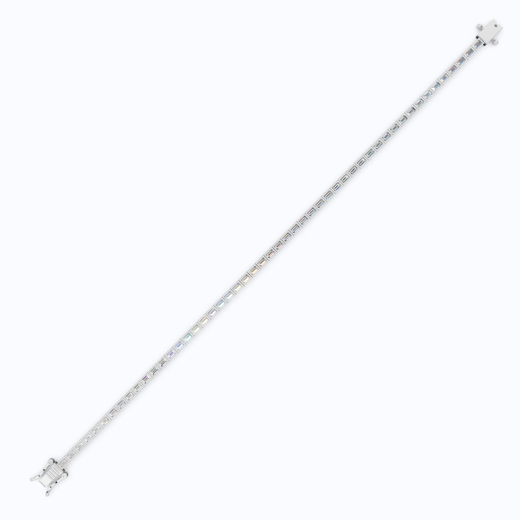 Luxury Bezel Set Tennis Bracelet in 14k Solid Gold, 2.55 TCW Baguette Cut Lab Grown Diamonds, Wedding Gift for Women, Handmade Jewellry - Shoora Designs